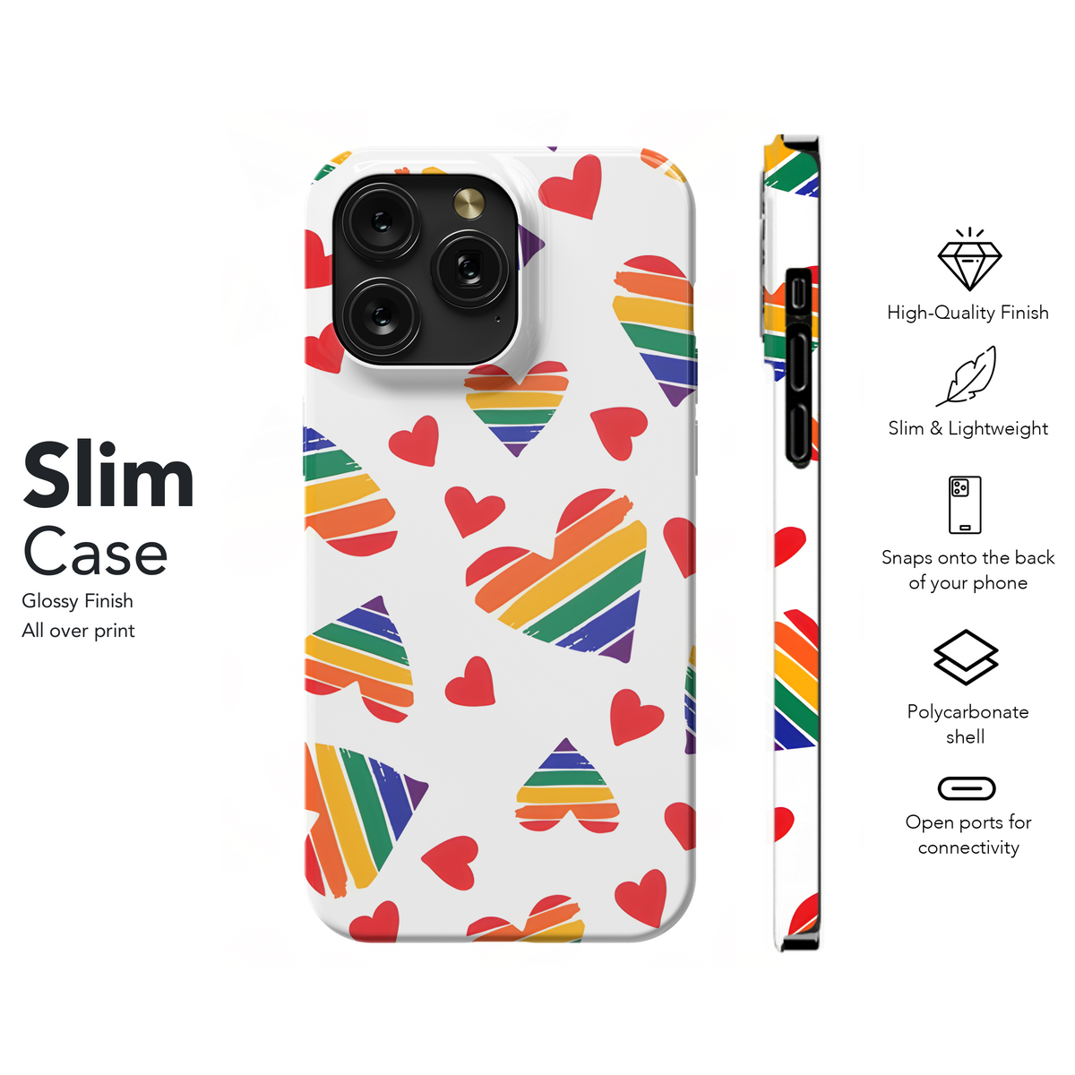 Rainbow Hearts Phone Case iPhone Samsung Cover Pixel 3882 - Image 7