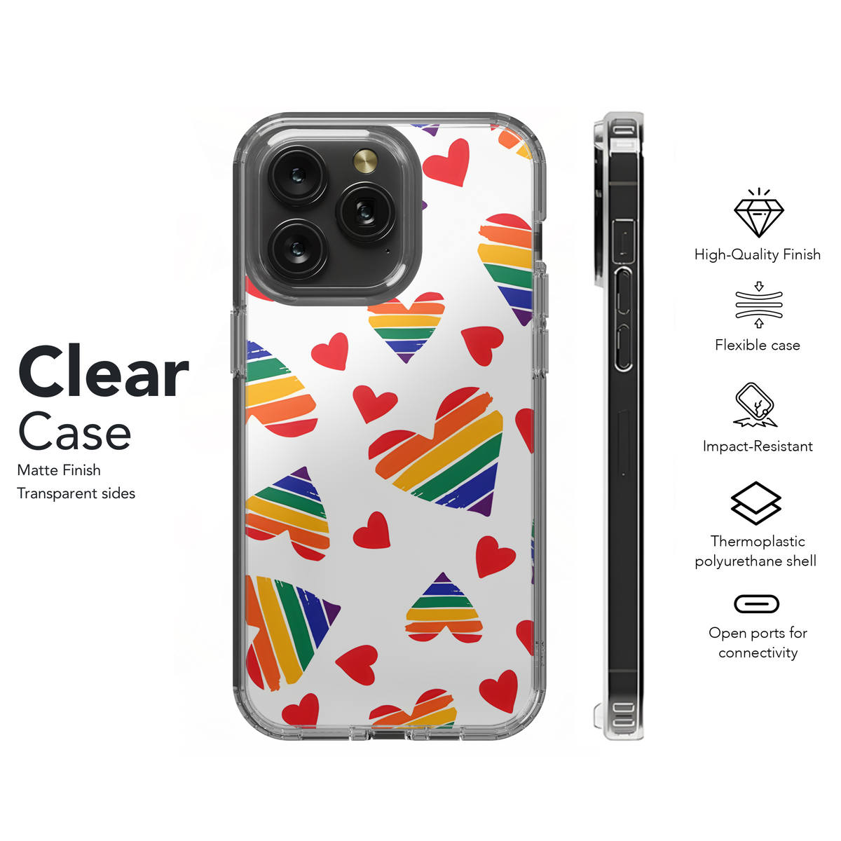 Rainbow Hearts Phone Case iPhone Samsung Cover Pixel 3882 - Image 8