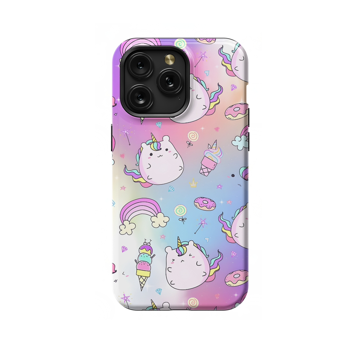 Rainbow Ice Cream Unicorn Phone Case iPhone Samsung Cover Pixel 695 - Image 1