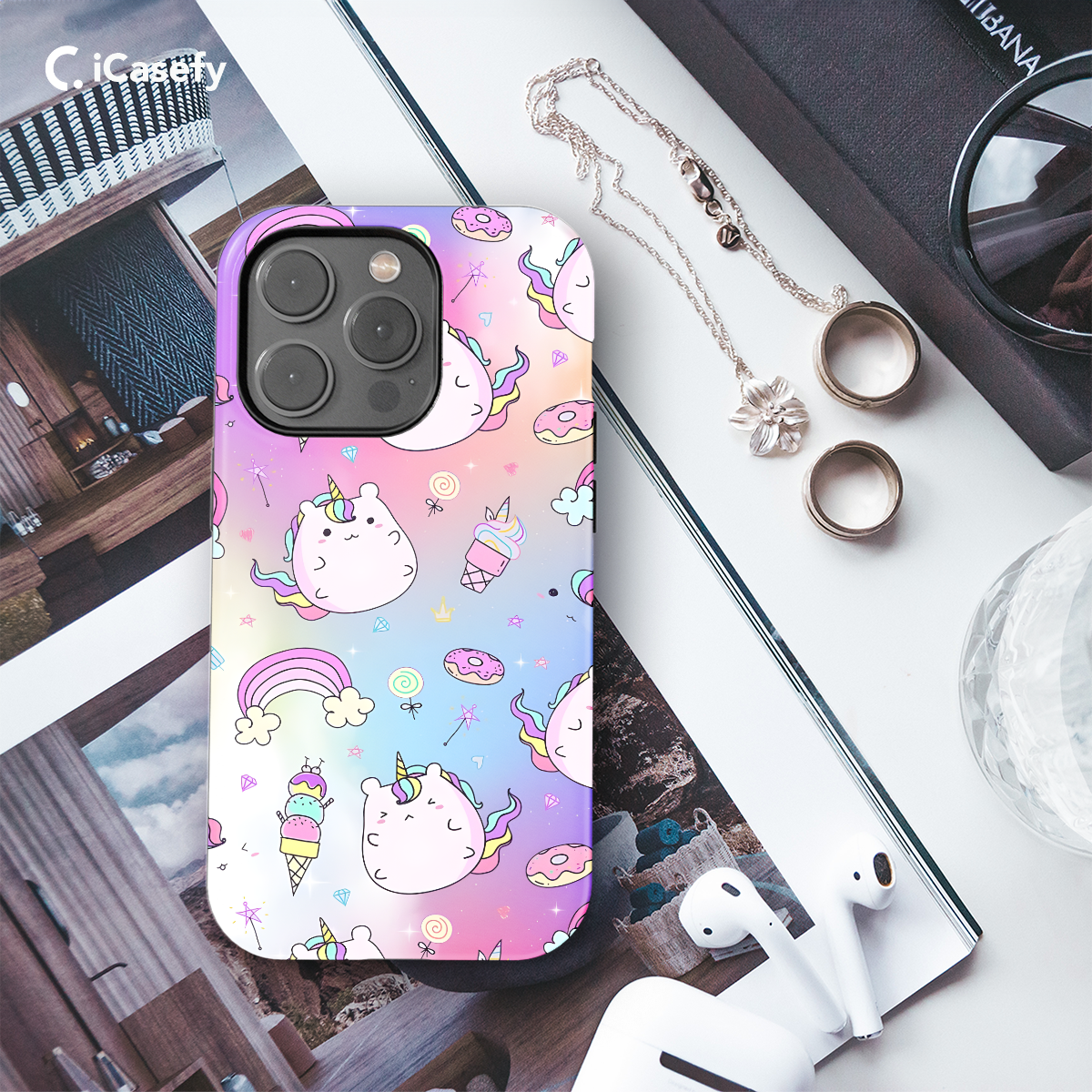 Rainbow Ice Cream Unicorn Phone Case iPhone Samsung Cover Pixel 695 - Image 3