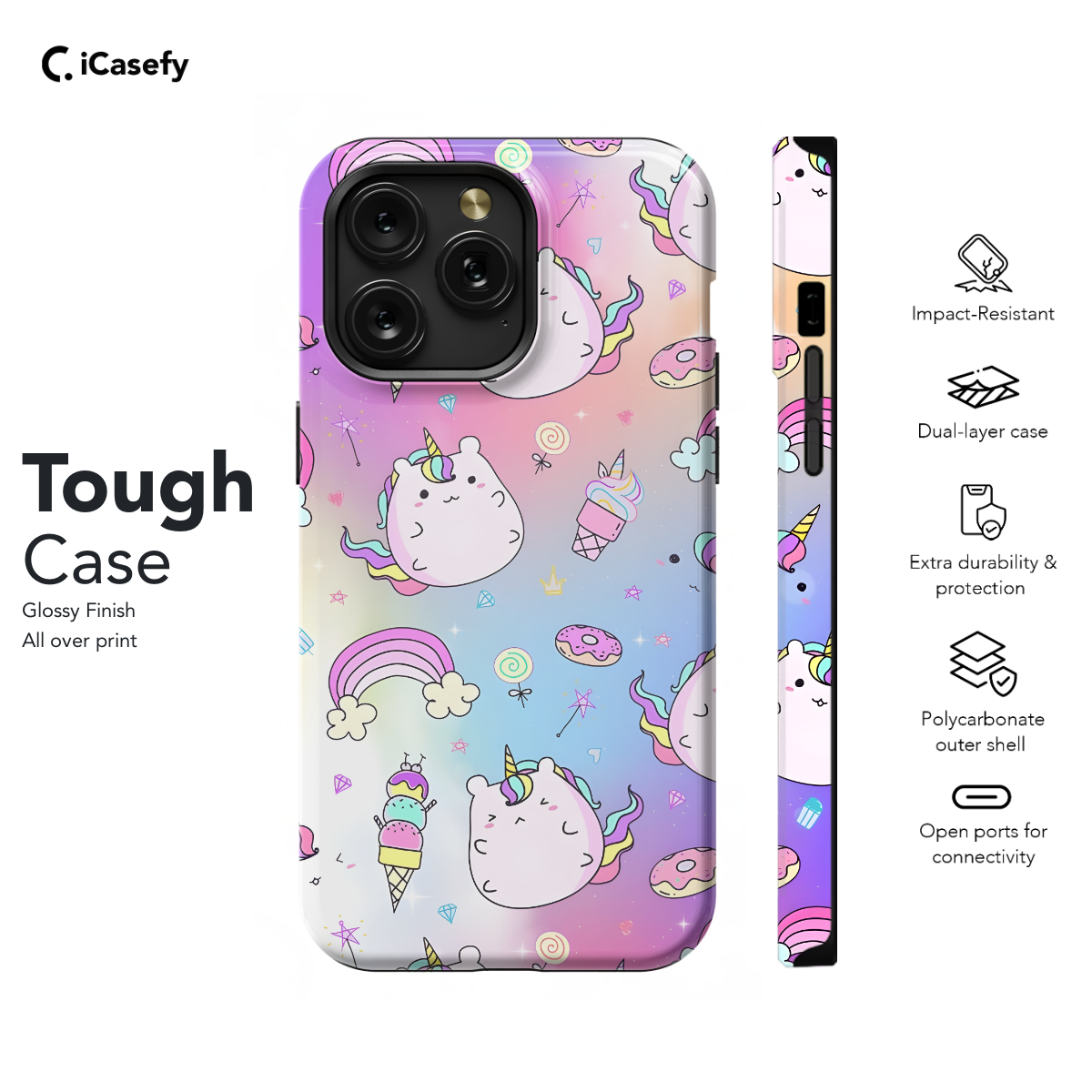 Rainbow Ice Cream Unicorn Phone Case iPhone Samsung Cover Pixel 695 - Image 5