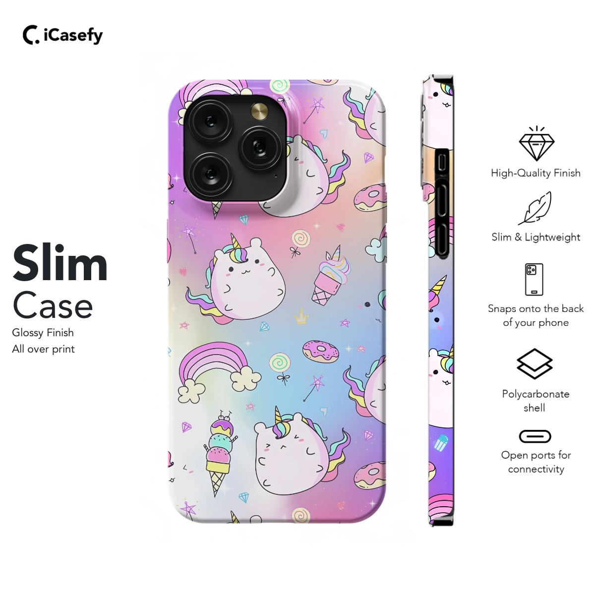 Rainbow Ice Cream Unicorn Phone Case iPhone Samsung Cover Pixel 695 - Image 6