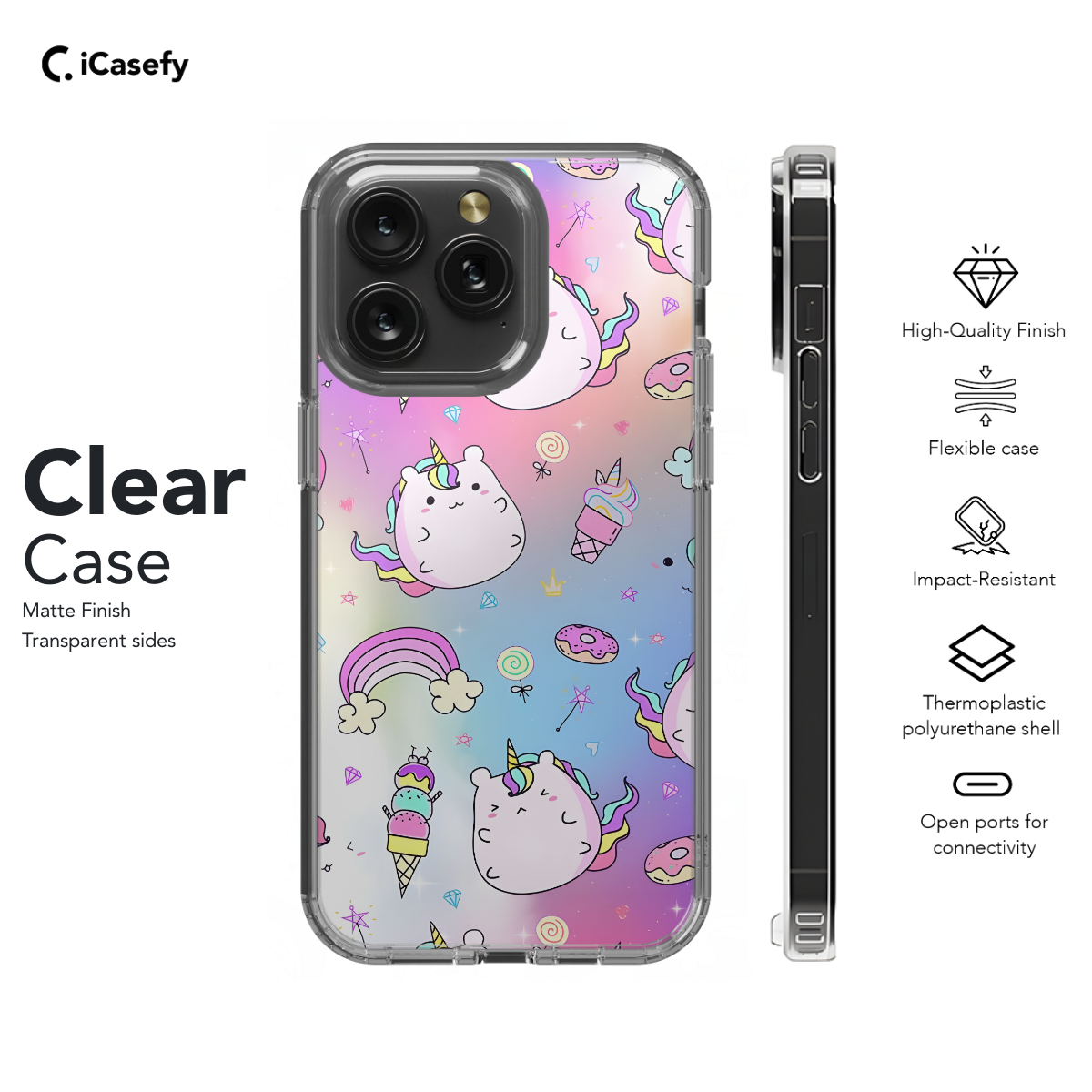 Rainbow Ice Cream Unicorn Phone Case iPhone Samsung Cover Pixel 695 - Image 7