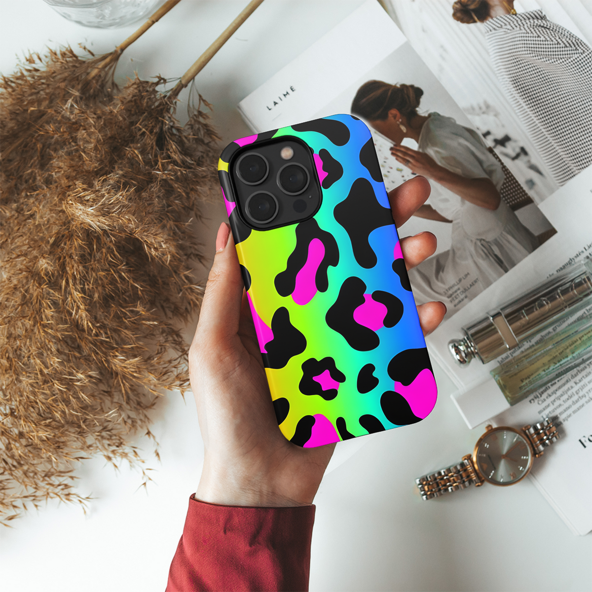 Rainbow Leopard Phone Case iPhone Samsung Cover Pixel 3860 - Image 4