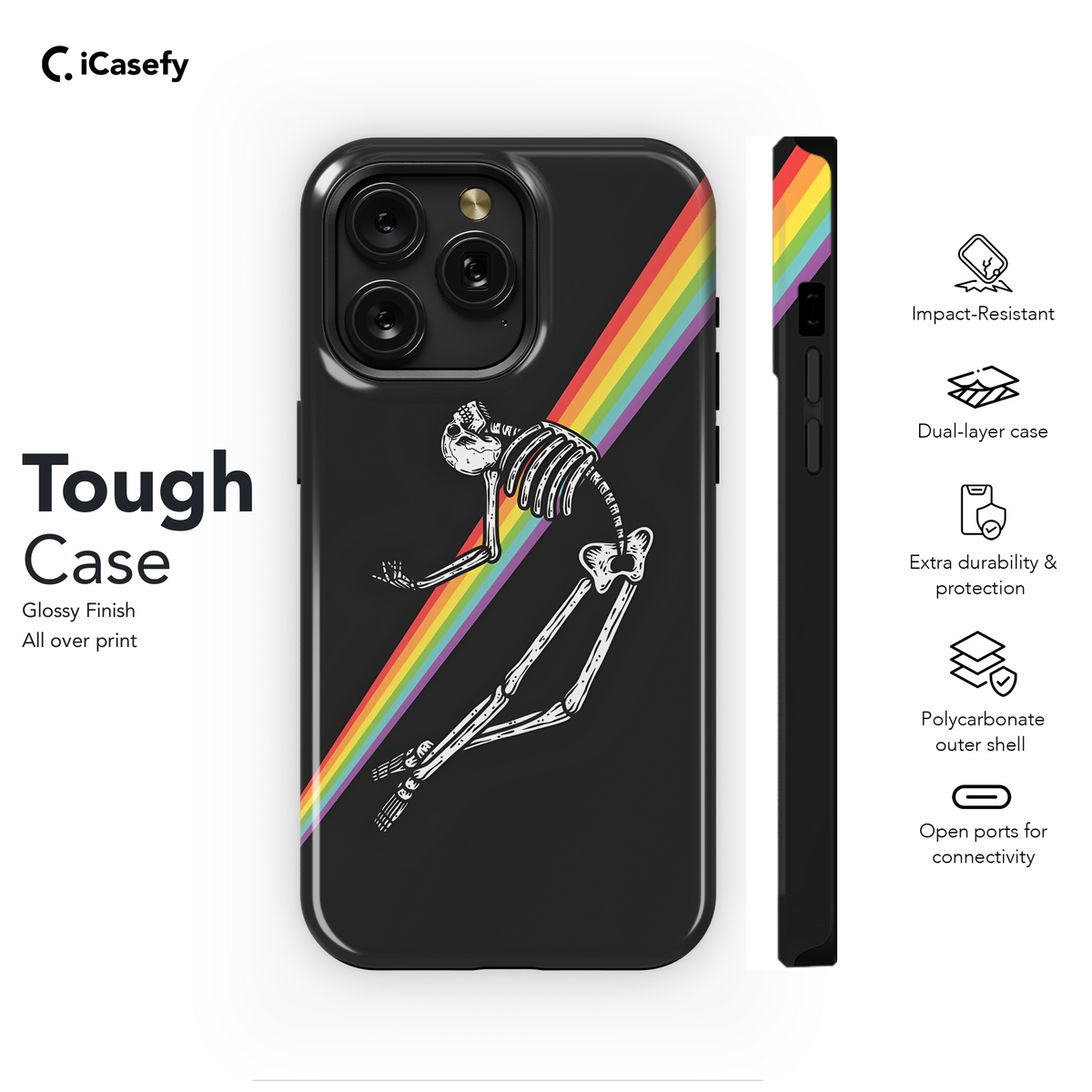 Rainbow LGBT Skeleton Phone Case iPhone Samsung Cover Pixel 1766 - Image 6