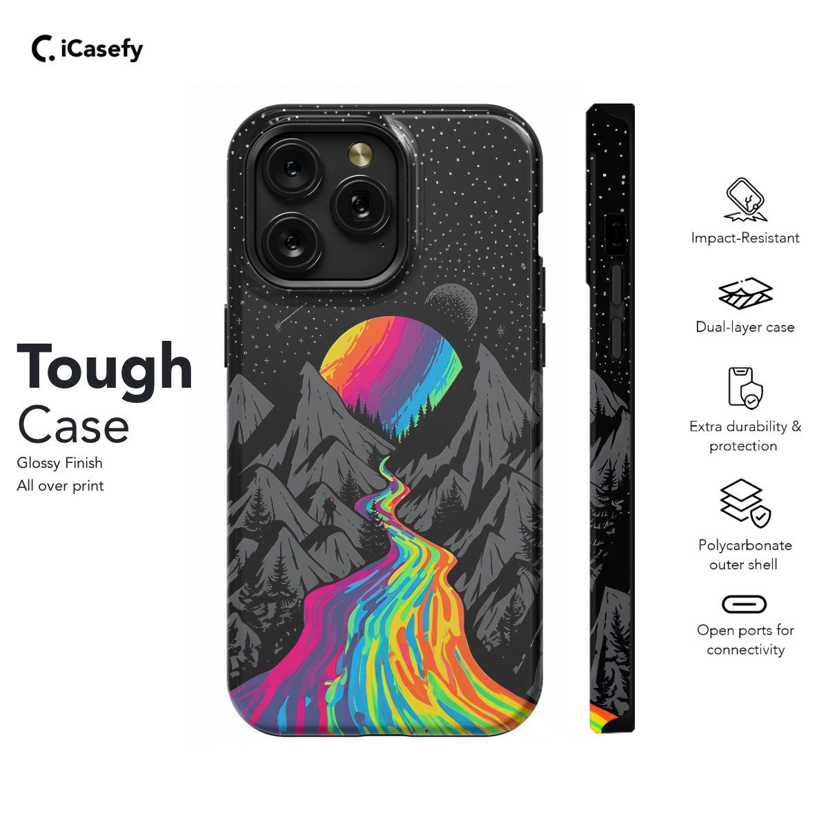 Rainbow River Moon Mountain Phone Case iPhone Samsung Pixel & More - Image 5