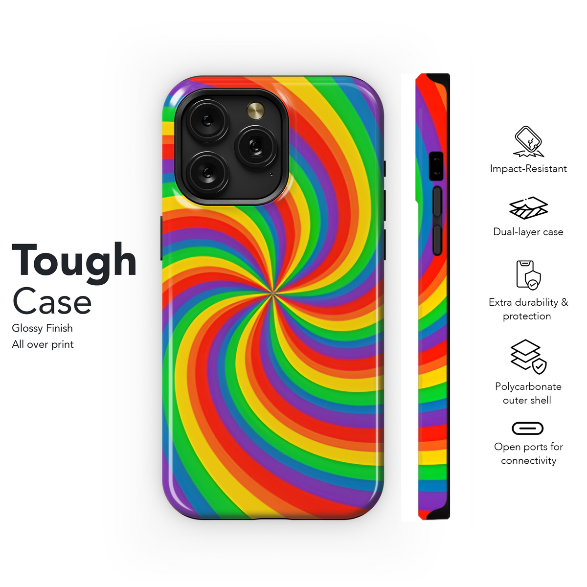 Rainbow Vortex LGBTQ+ Pride Month Phone Case iPhone Samsung Cover Pixel 3866 - Image 6