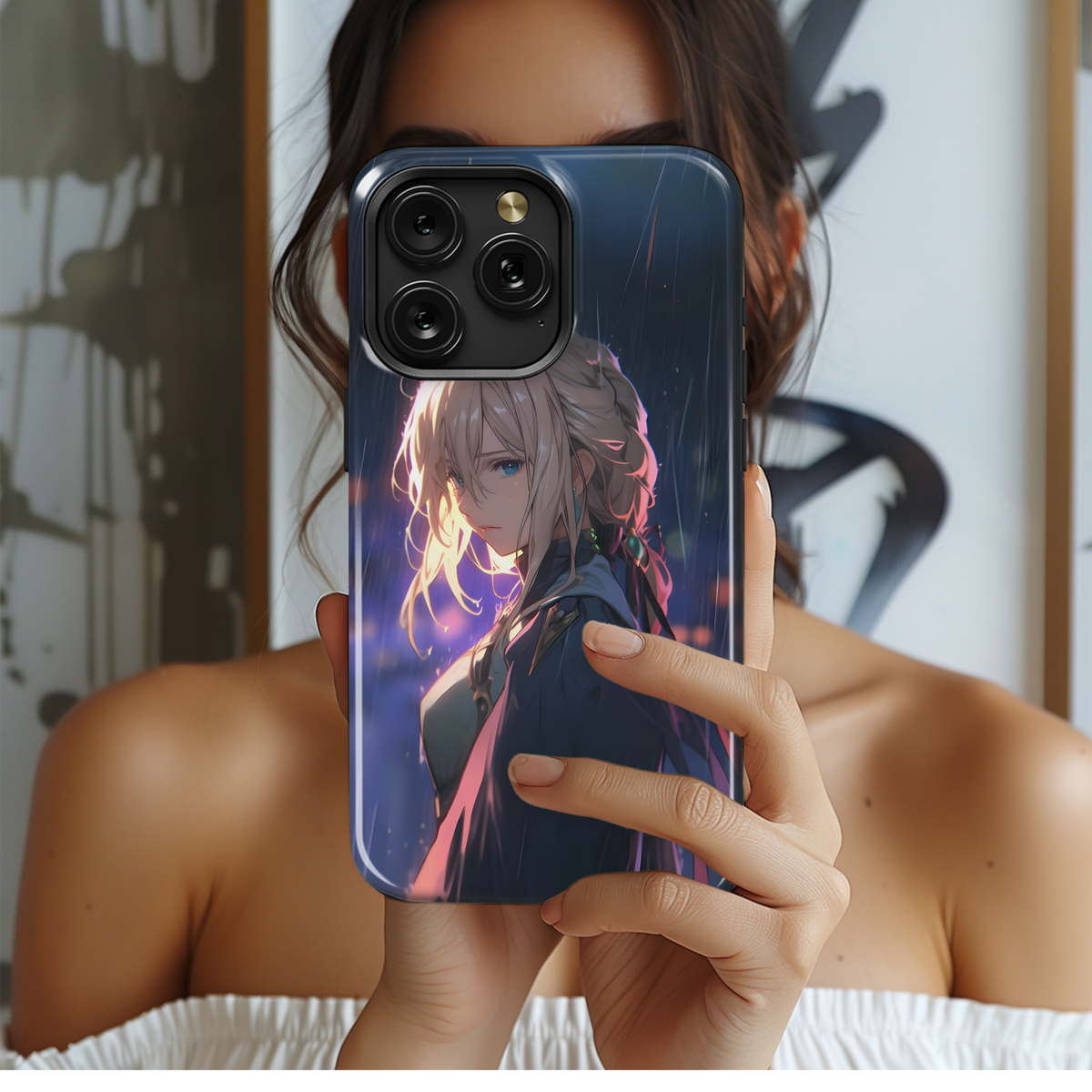 Rainy Blonde Anime Girl
 Phone Case iPhone Samsung Cover Pixel 4044 - Image 2