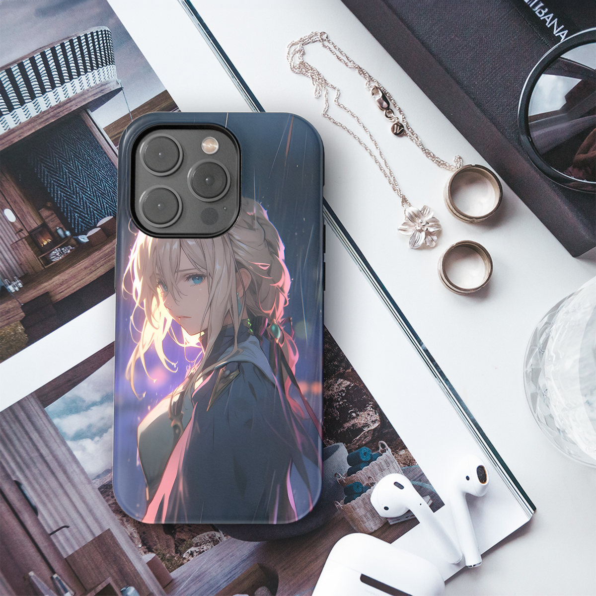 Rainy Blonde Anime Girl
 Phone Case iPhone Samsung Cover Pixel 4044 - Image 3