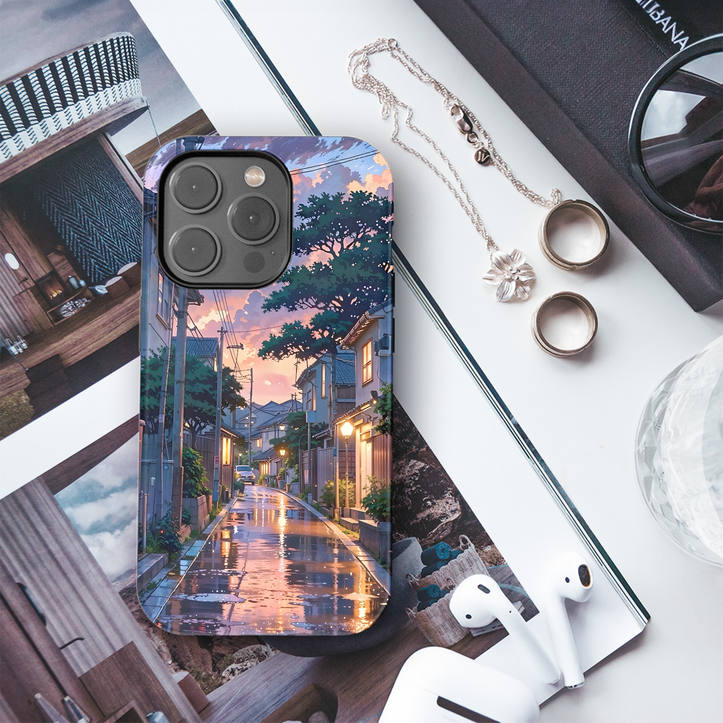 Rainy Sunset Street
 Phone Case iPhone Samsung Cover Pixel 4497 - Image 3