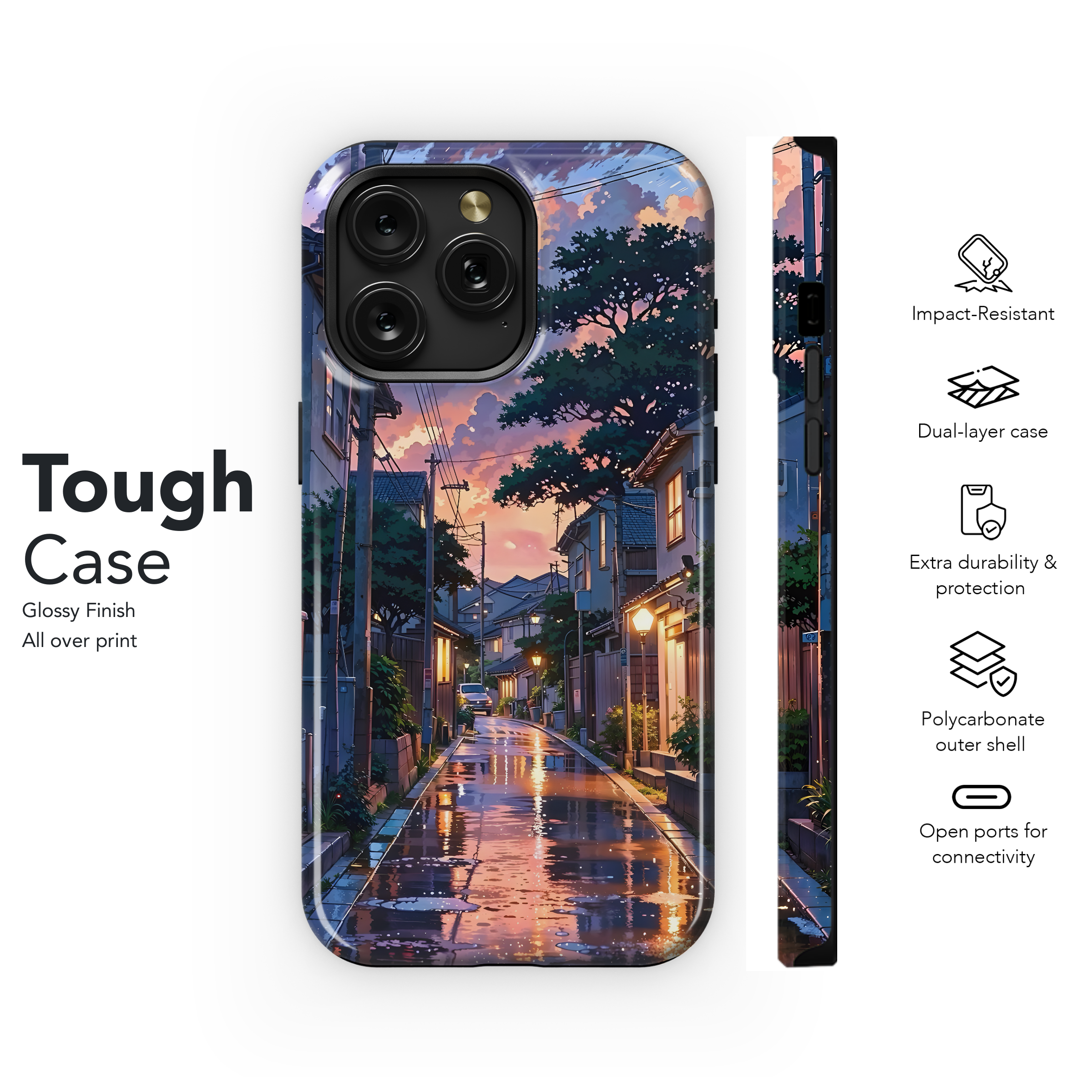 Rainy Sunset Street
 Phone Case iPhone Samsung Cover Pixel 4497 - Image 6