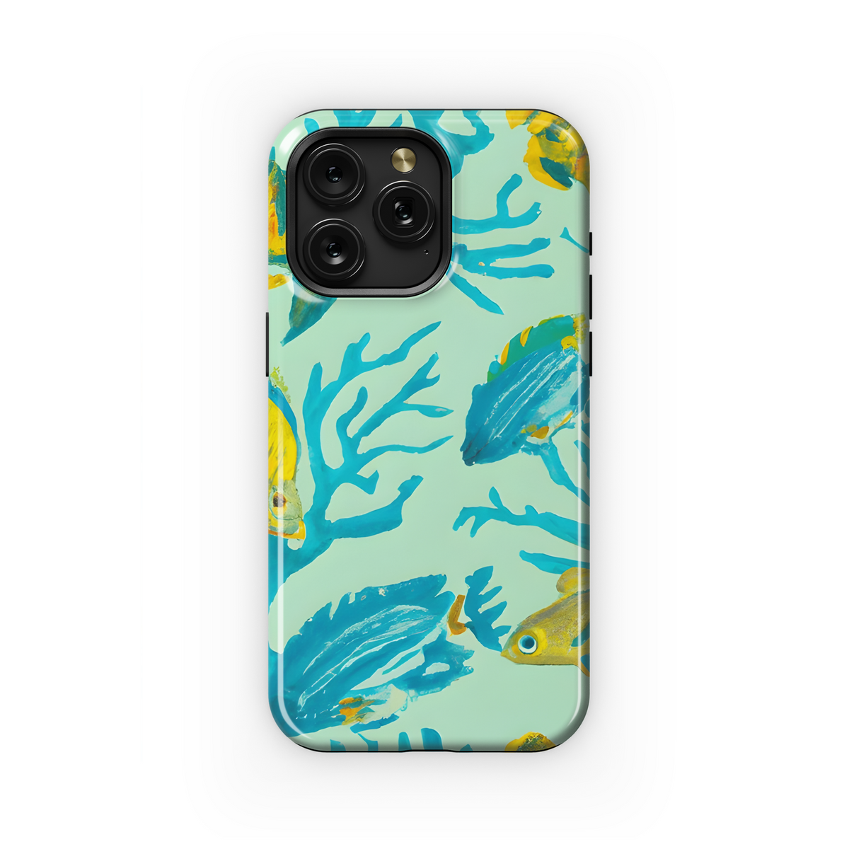 realistic watercolor , tiger stripe, fish, coral, sea fans, parrot fish Phone Case iPhone Samsung Cover Pixel 3372 - Image 1