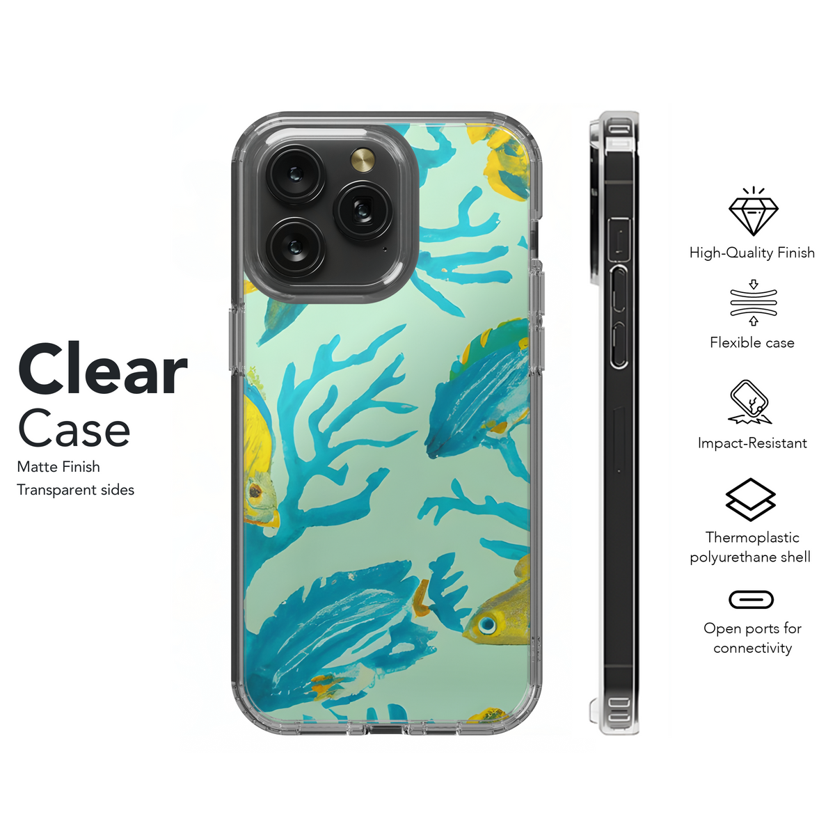 realistic watercolor , tiger stripe, fish, coral, sea fans, parrot fish Phone Case iPhone Samsung Cover Pixel 3372 - Image 8