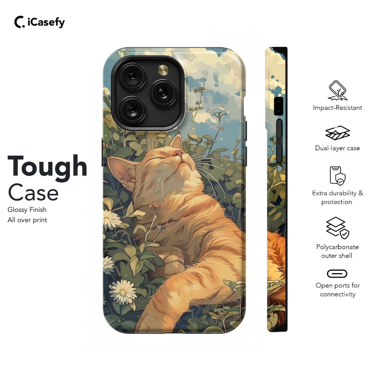 Red Cat Wild Flower Phone Case iPhone Samsung Cover Pixel 1017 - Image 5