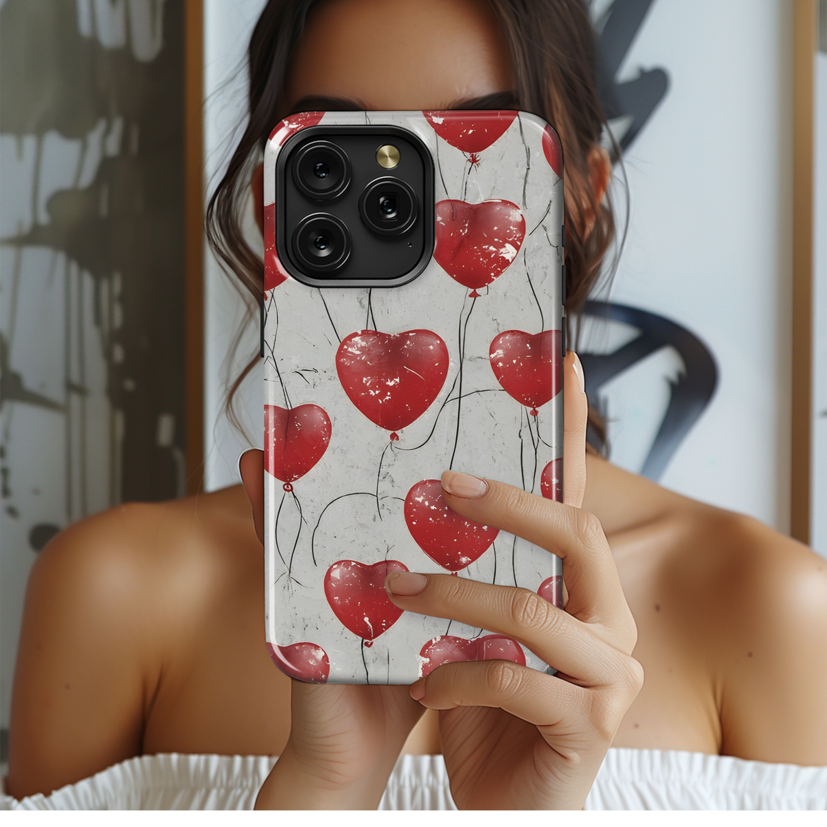 Red Heart Balloon Phone Case iPhone Samsung Cover Pixel 3395 - Image 2