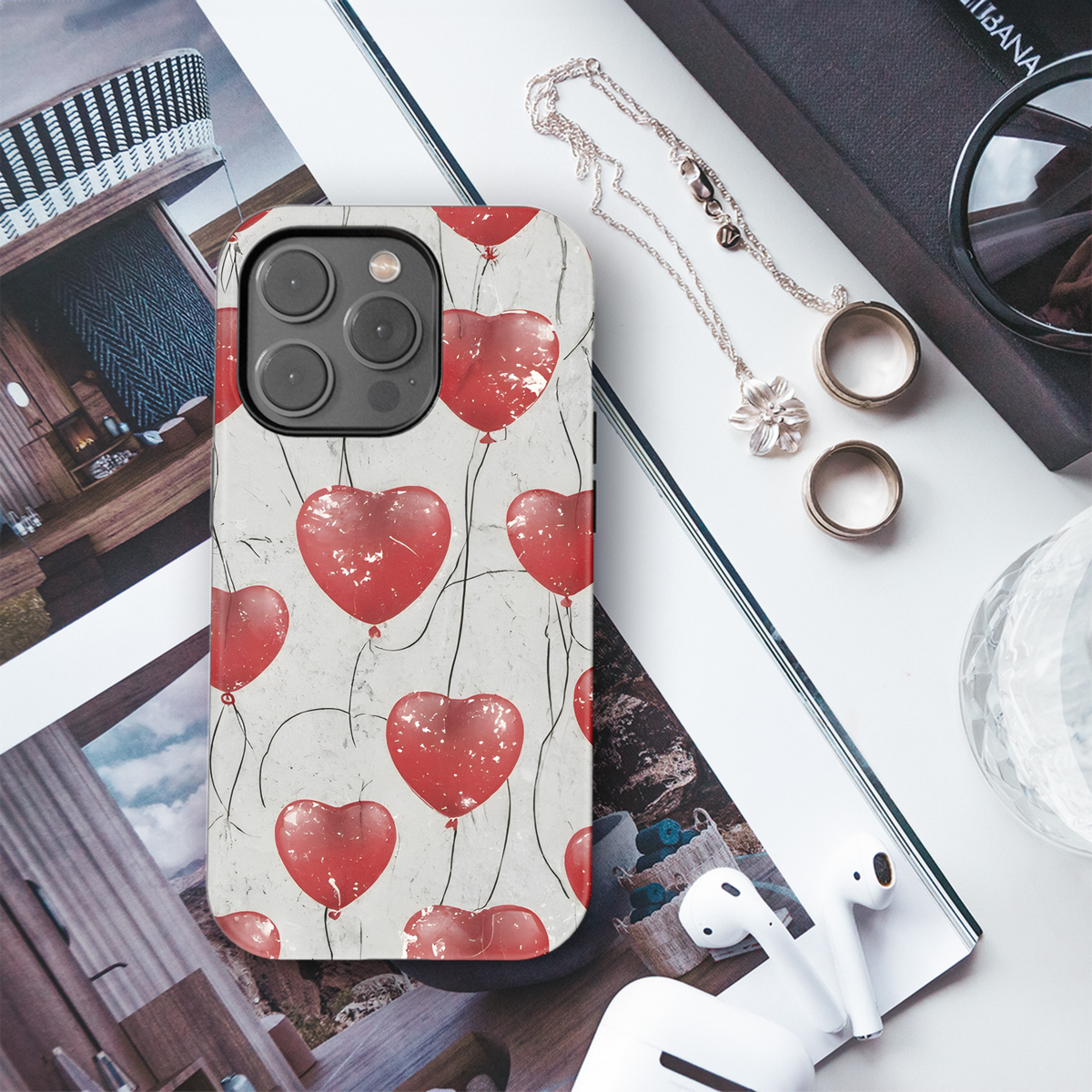 Red Heart Balloon Phone Case iPhone Samsung Cover Pixel 3395 - Image 3