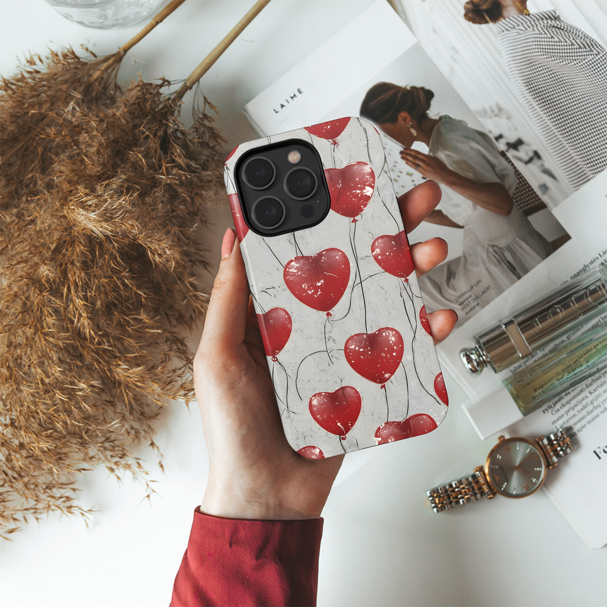 Red Heart Balloon Phone Case iPhone Samsung Cover Pixel 3395 - Image 4