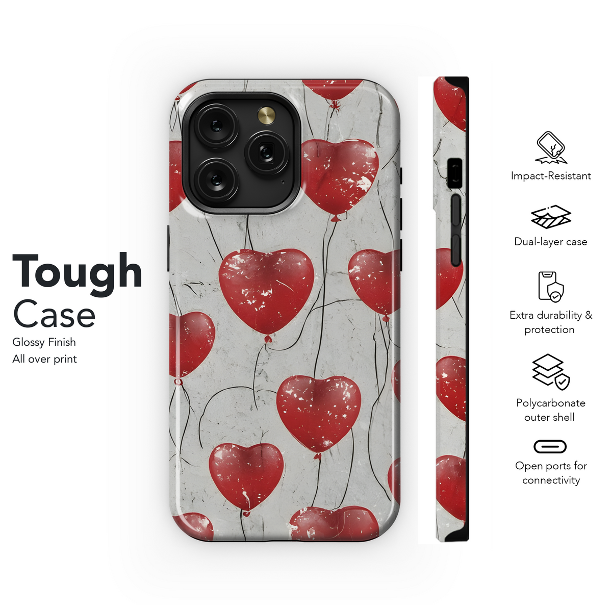 Red Heart Balloon Phone Case iPhone Samsung Cover Pixel 3395 - Image 6