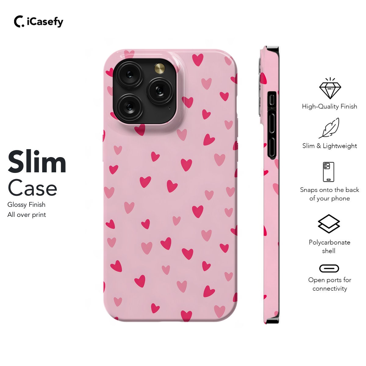 Red Heart Phone Case Cute Trendy Pink Girl Minimalist Love Cover - Image 5