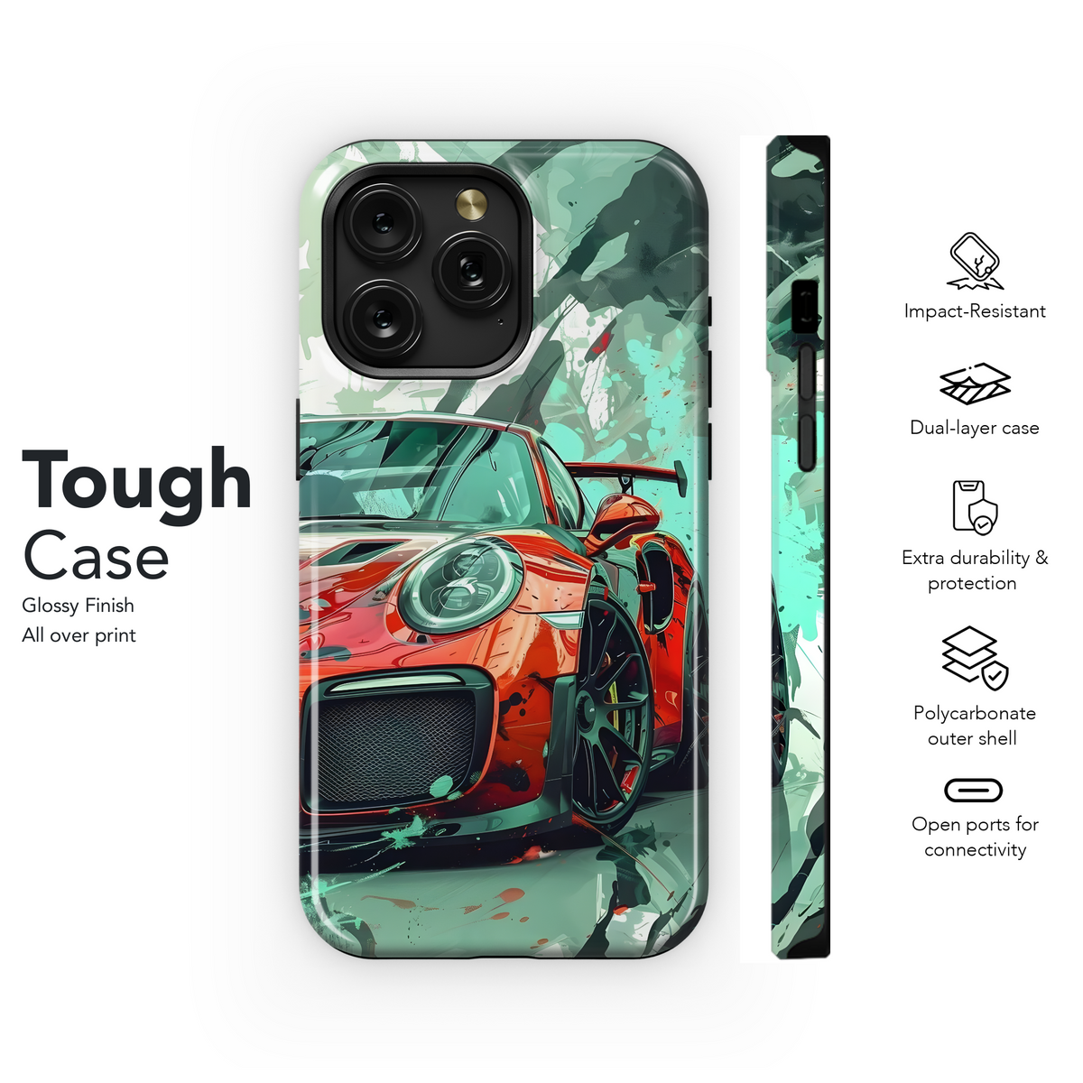 Red Speed Splash GT3 Phone Case iPhone Samsung Cover Pixel 4265 - Image 6