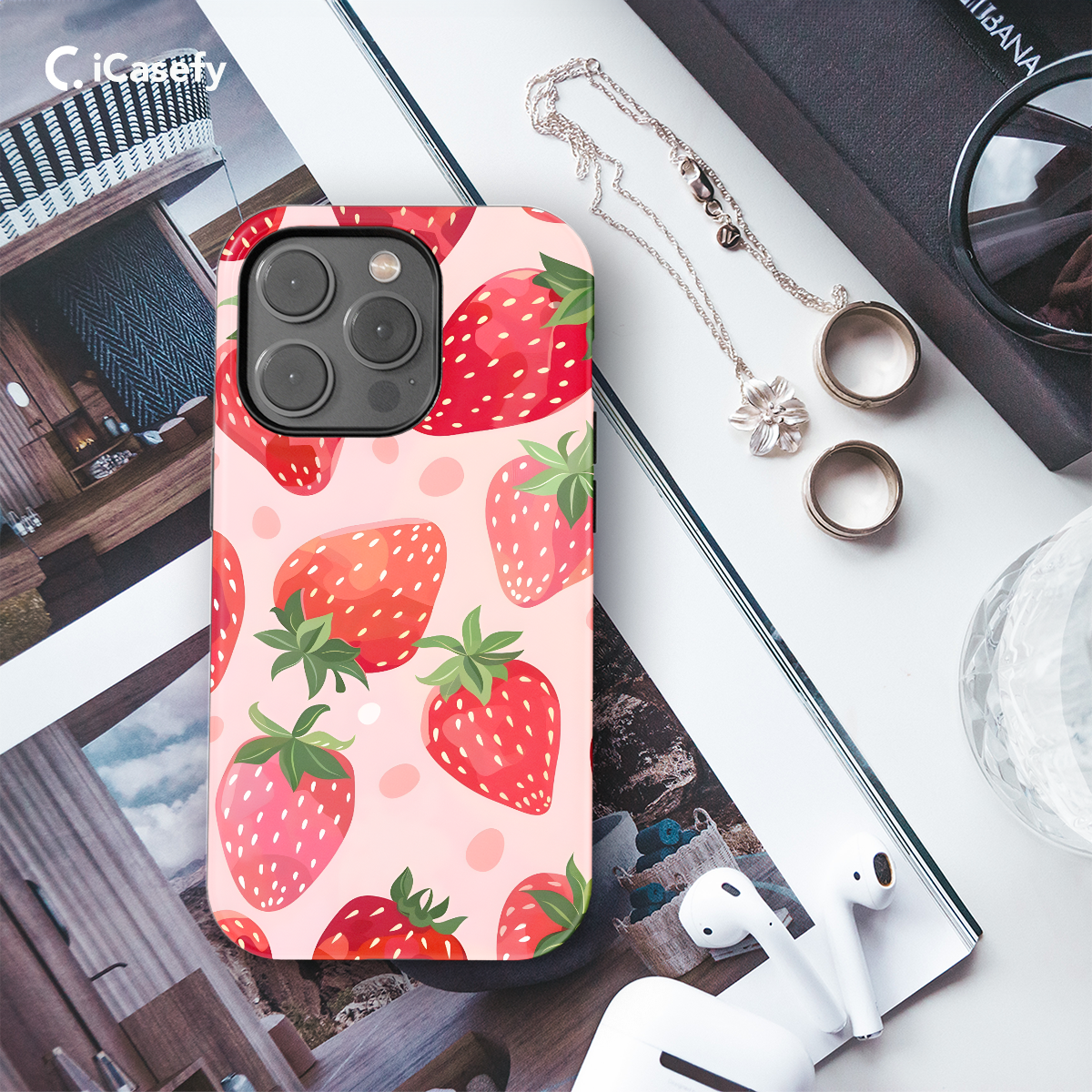 Red Strawberry Aesthetic Phone Case iPhone Samsung Pixel & More 70 - Image 3