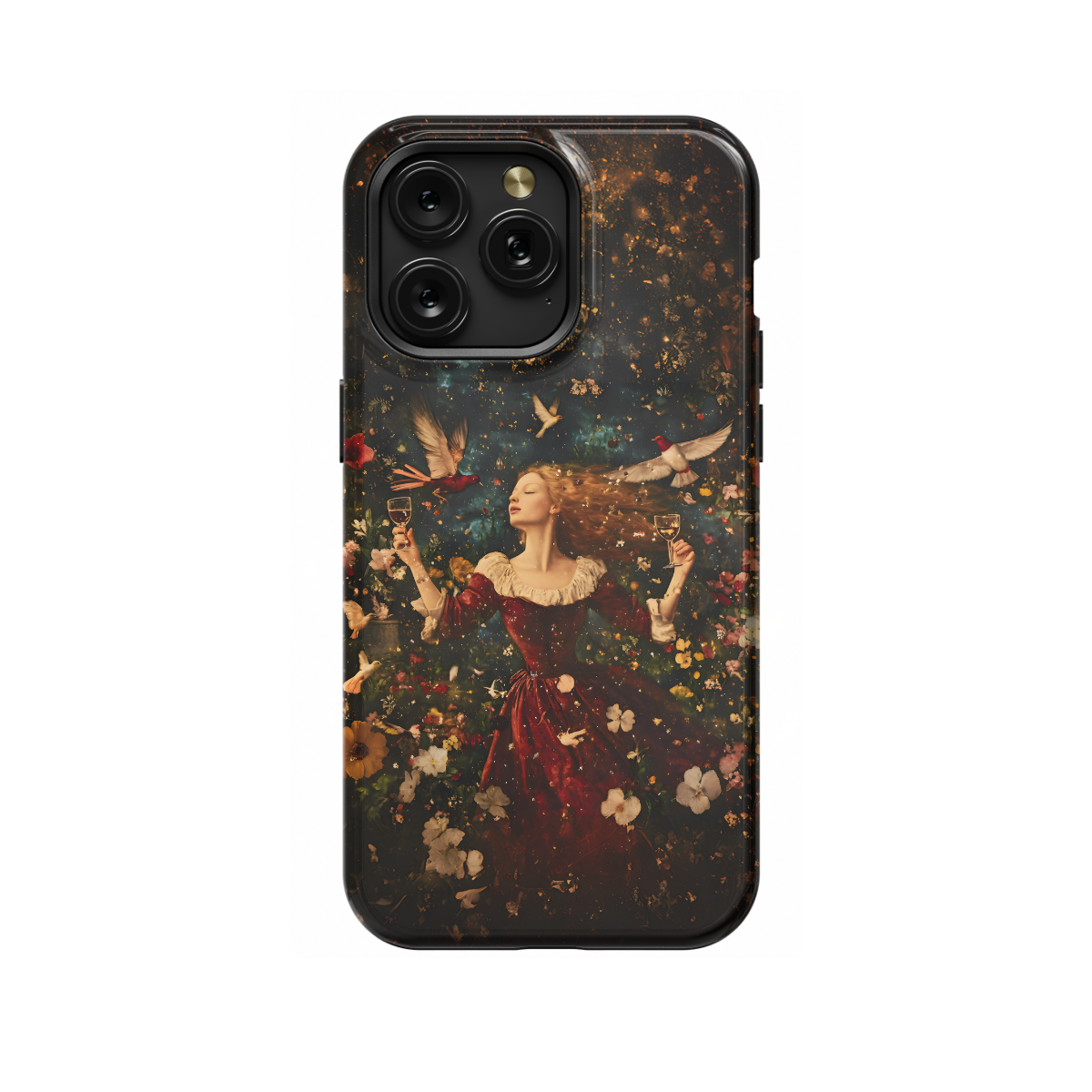 Renaissance Elegance A Dancing Woman with Wine and Flowers Phone Case iPhone Samsung Cover Pixel 1183 - Image 1