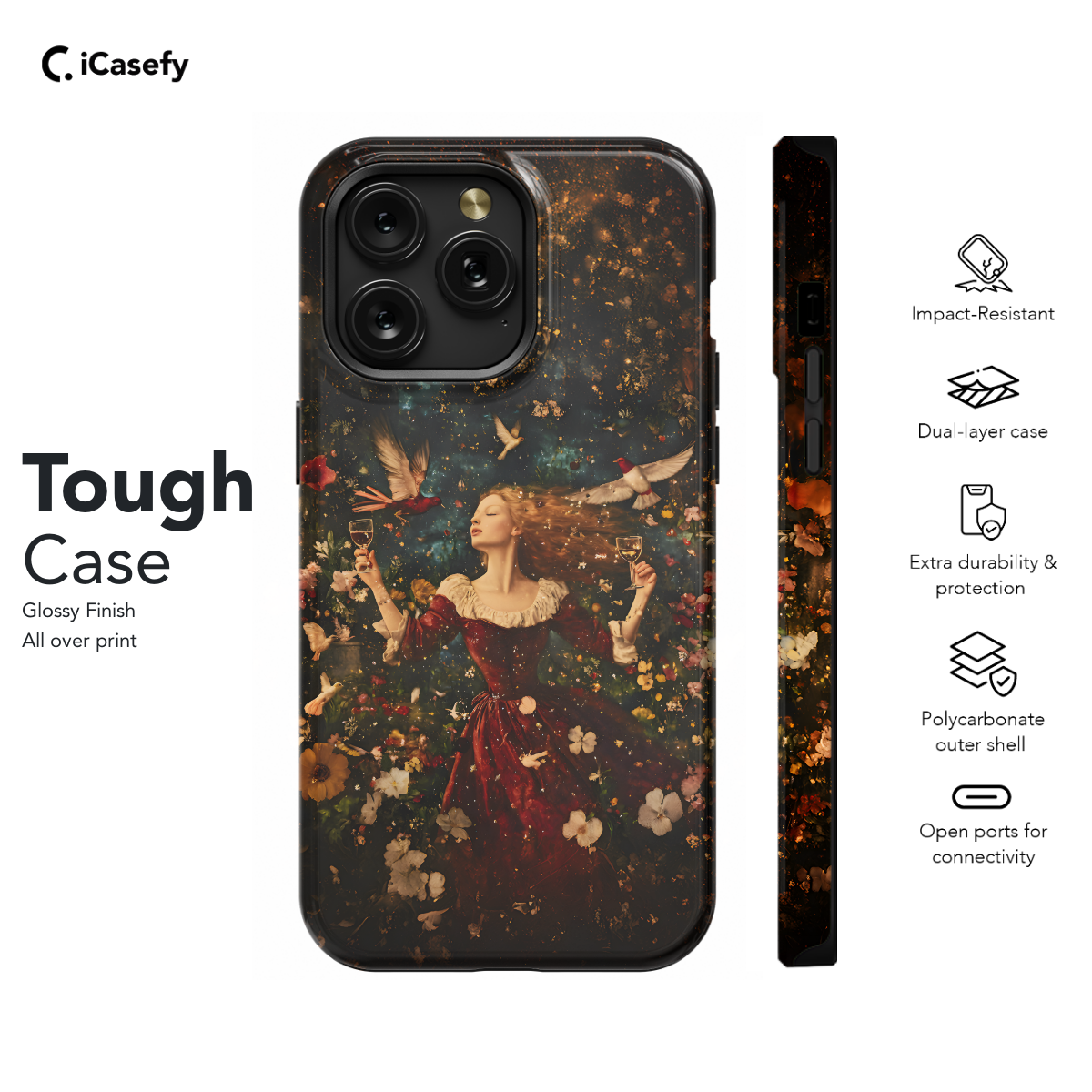 Renaissance Elegance A Dancing Woman with Wine and Flowers Phone Case iPhone Samsung Cover Pixel 1183 - Image 5