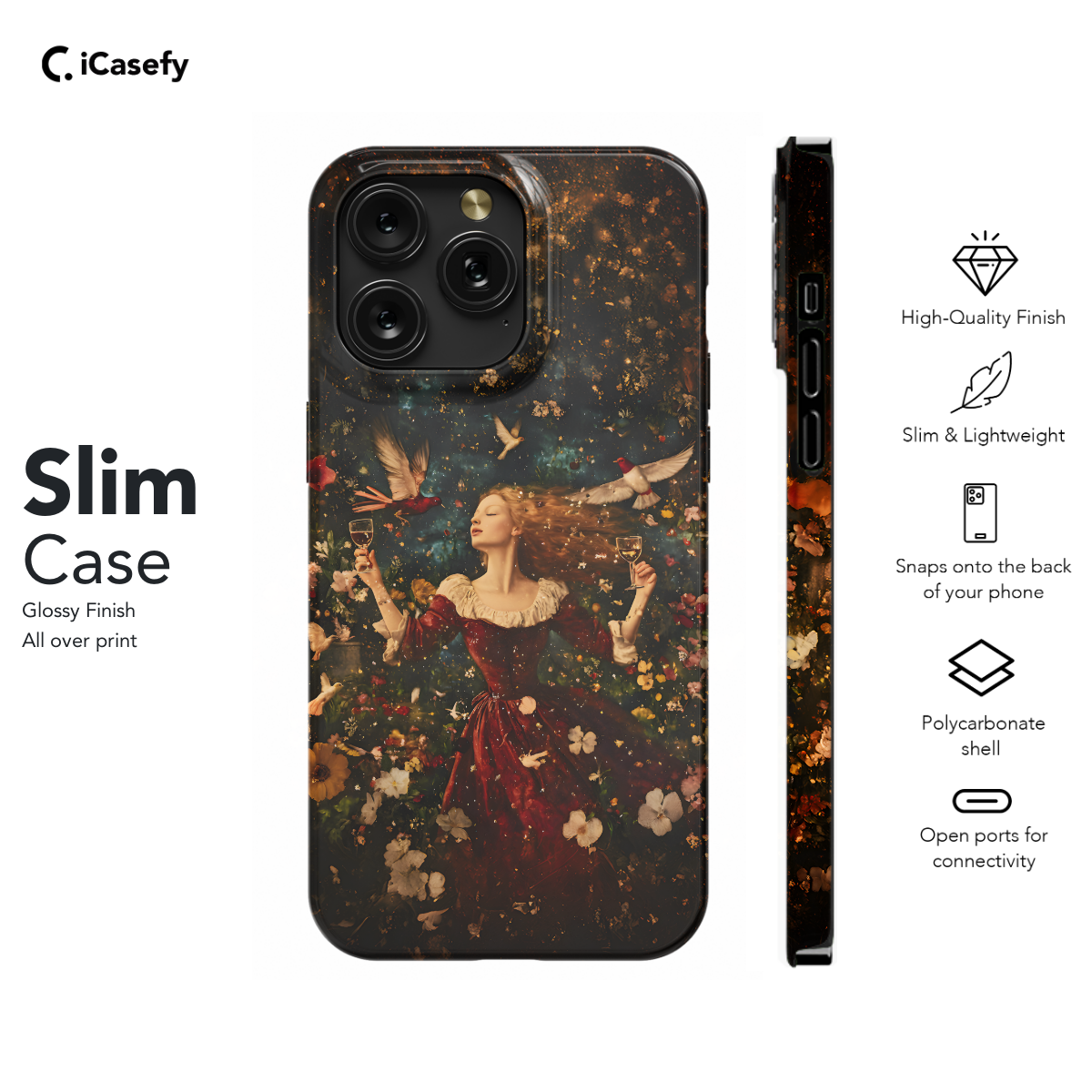 Renaissance Elegance A Dancing Woman with Wine and Flowers Phone Case iPhone Samsung Cover Pixel 1183 - Image 6