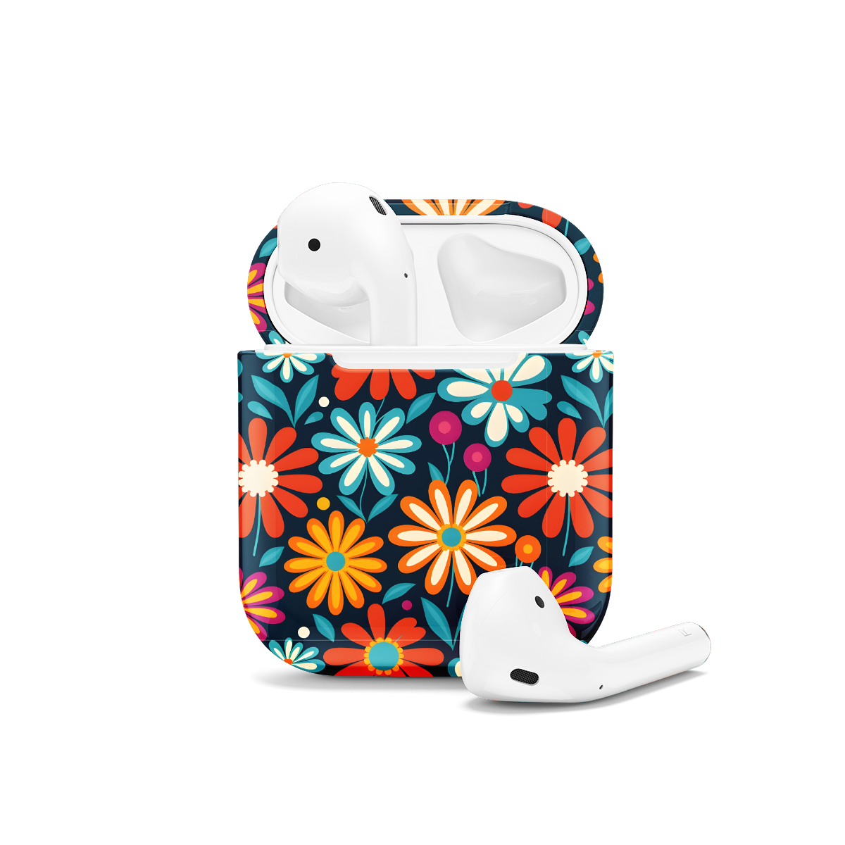 Retro 60s Aesthetic  Hippie Flowers Colorful Groovy Vibe AirPods Case AirPods Pro AirPods Pro 2 AirPods 3 AirPods 2 Glossy 1537 - Image 1