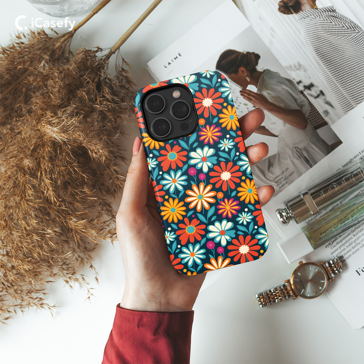 Retro 60s Aesthetic  Hippie Flowers Colorful Groovy Vibe Phone Case iPhone Samsung Cover Pixel 657 - Image 2