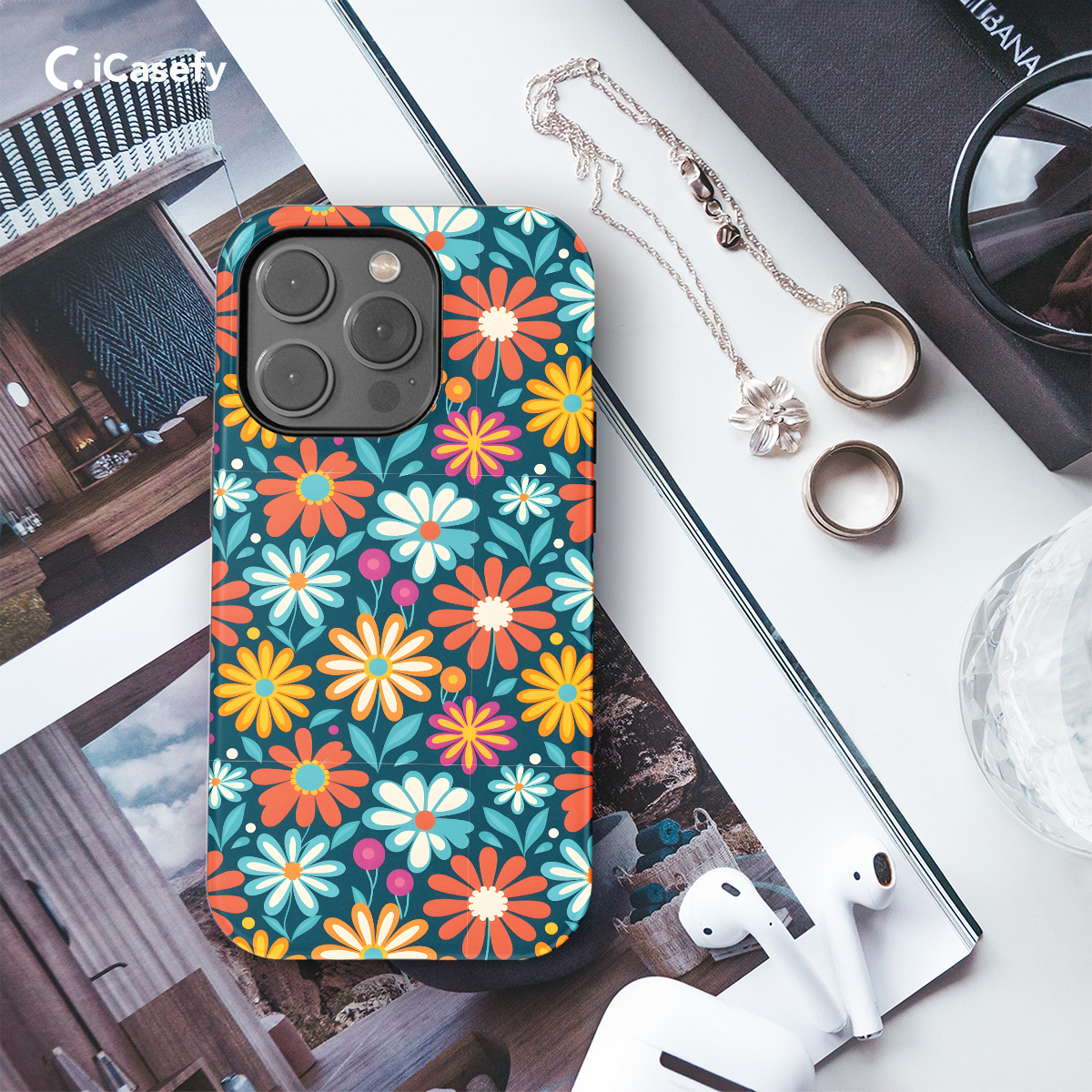 Retro 60s Aesthetic  Hippie Flowers Colorful Groovy Vibe Phone Case iPhone Samsung Cover Pixel 657 - Image 3