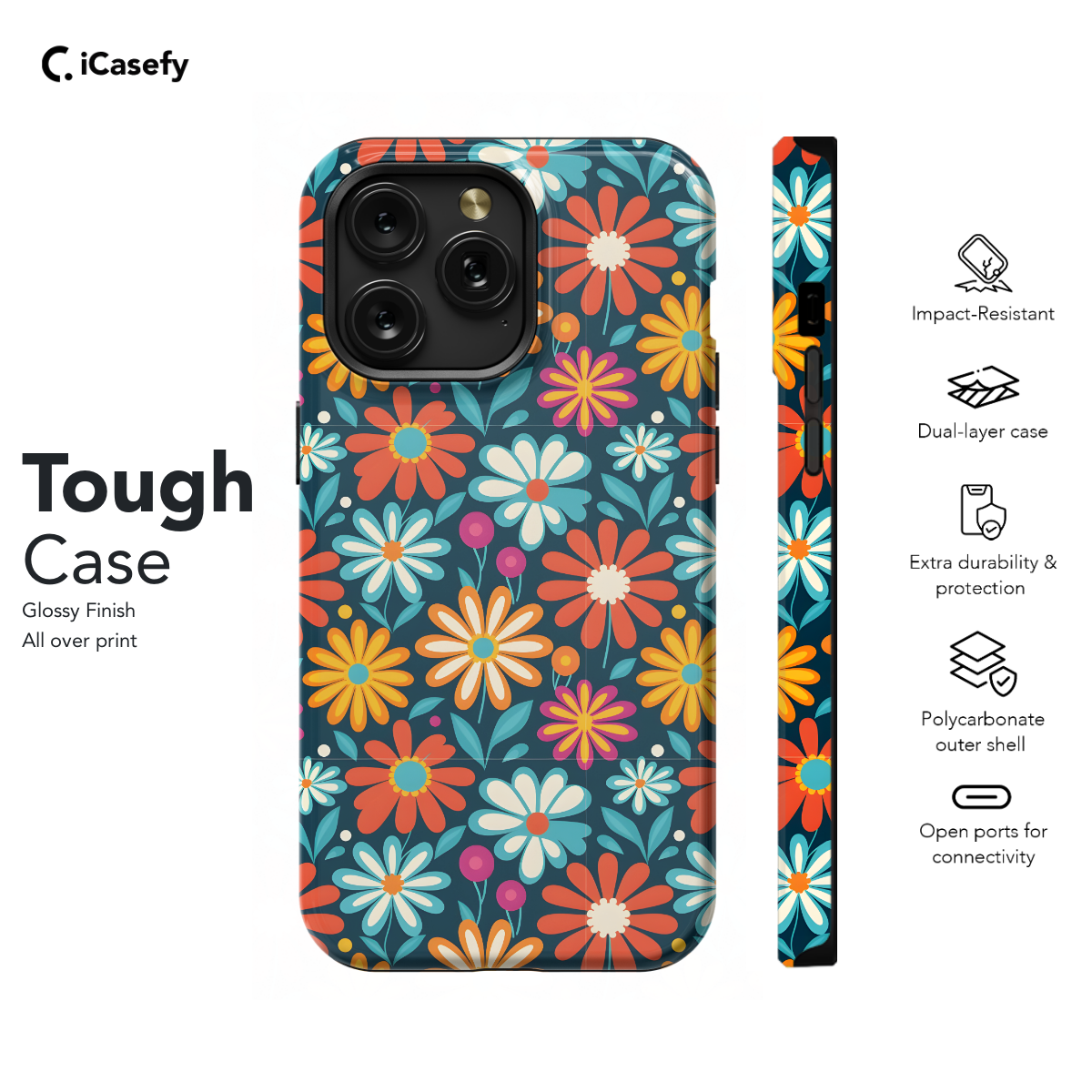 Retro 60s Aesthetic  Hippie Flowers Colorful Groovy Vibe Phone Case iPhone Samsung Cover Pixel 657 - Image 5