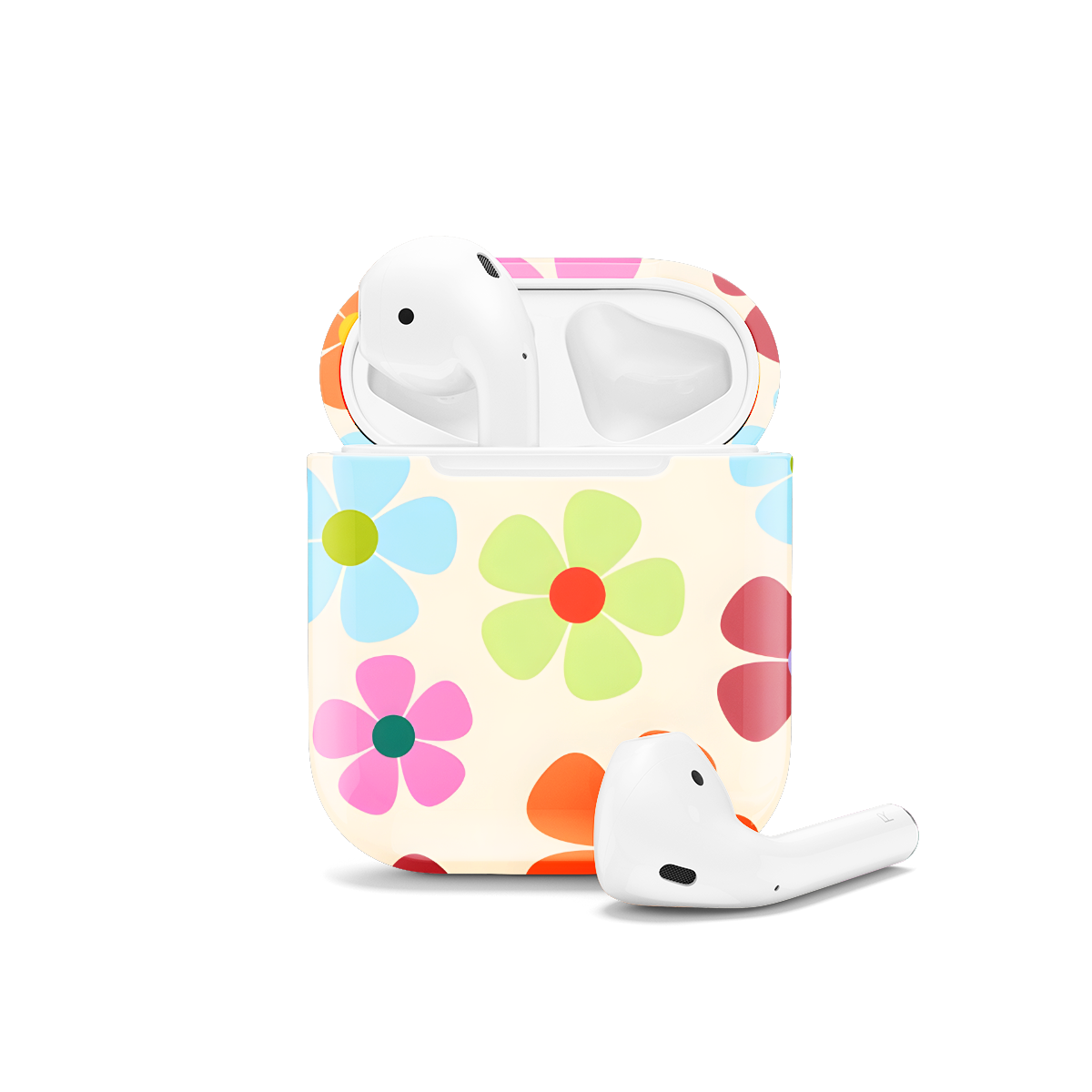 Retro 70s Aesthetic Hippie Flowers Colorful Groovy Vibe AirPods Case AirPods Pro AirPods Pro 2 AirPods 3 AirPods 2 Glossy 1536 - Image 1