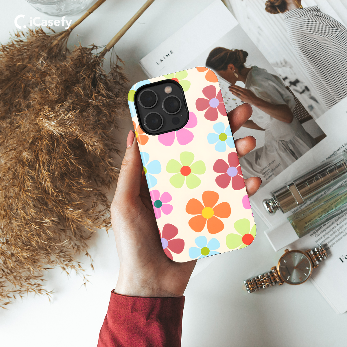 Retro 70s Aesthetic Hippie Flowers Colorful Groovy Vibe Phone Case iPhone Samsung Cover Pixel 656 - Image 2