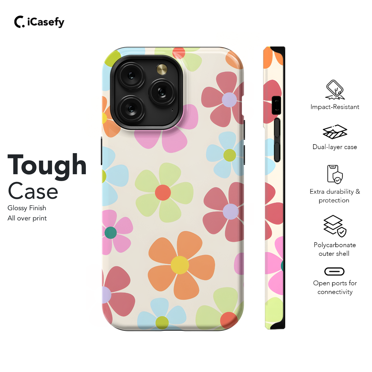 Retro 70s Aesthetic Hippie Flowers Colorful Groovy Vibe Phone Case iPhone Samsung Cover Pixel 656 - Image 5