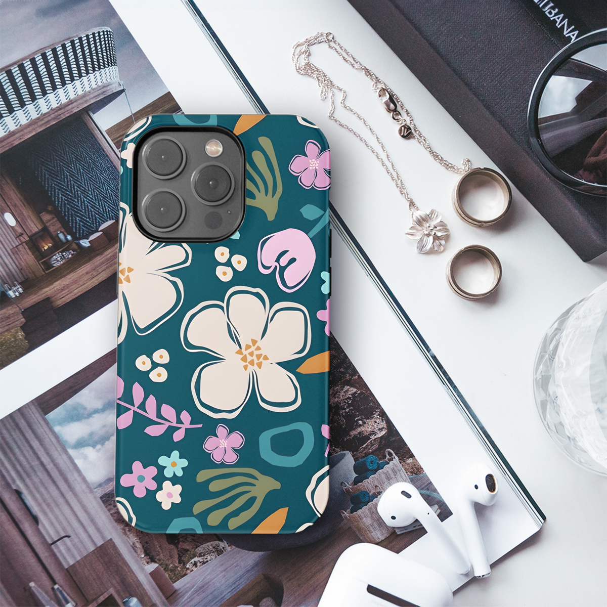 Retro 70s Matisse Inspired Floral Phone Case iPhone Samsung Cover Pixel 3174 - Image 3