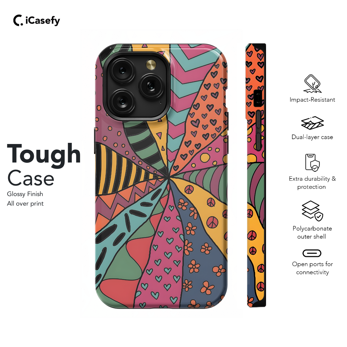 Retro Aesthetic Hippie Colorful Groovy Vibe Phone Case iPhone Samsung Cover Pixel 654 - Image 5