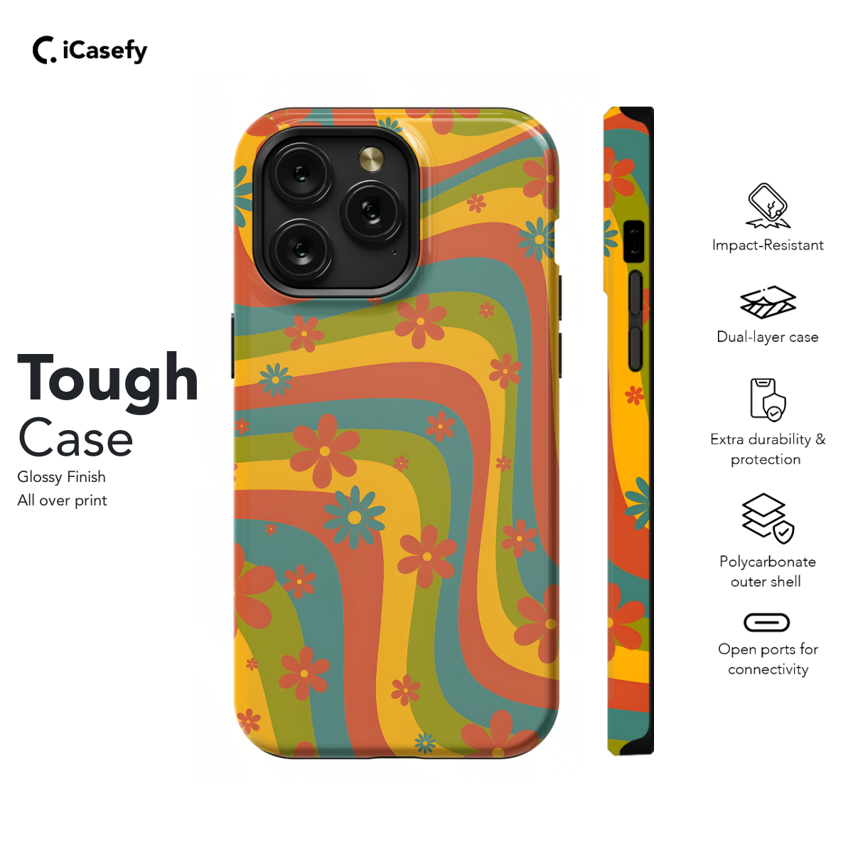 Retro Aesthetic Hippie Flowers Colorful Groovy Vibe Phone Case iPhone Samsung Cover Pixel 649 - Image 5