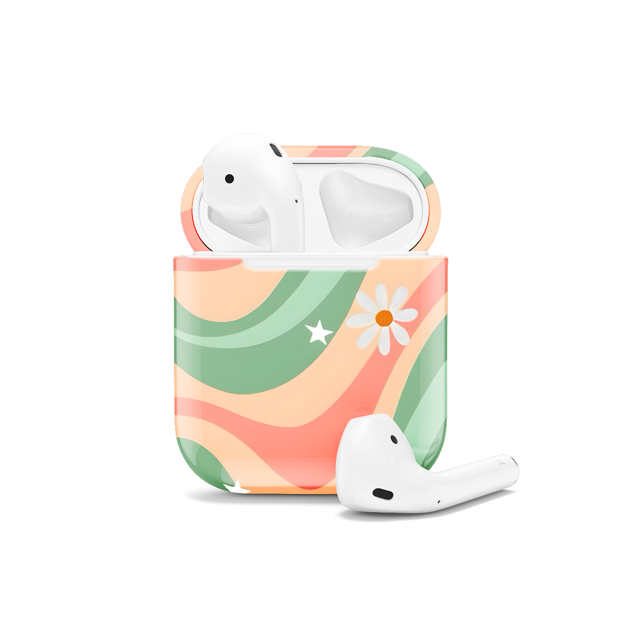 Retro Aesthetic Hippie Preppy Flowers Colorful Groovy Vibe AirPods Case AirPods Pro AirPods Pro 2 AirPods 3 AirPods 2 Glossy 1538 - Image 1