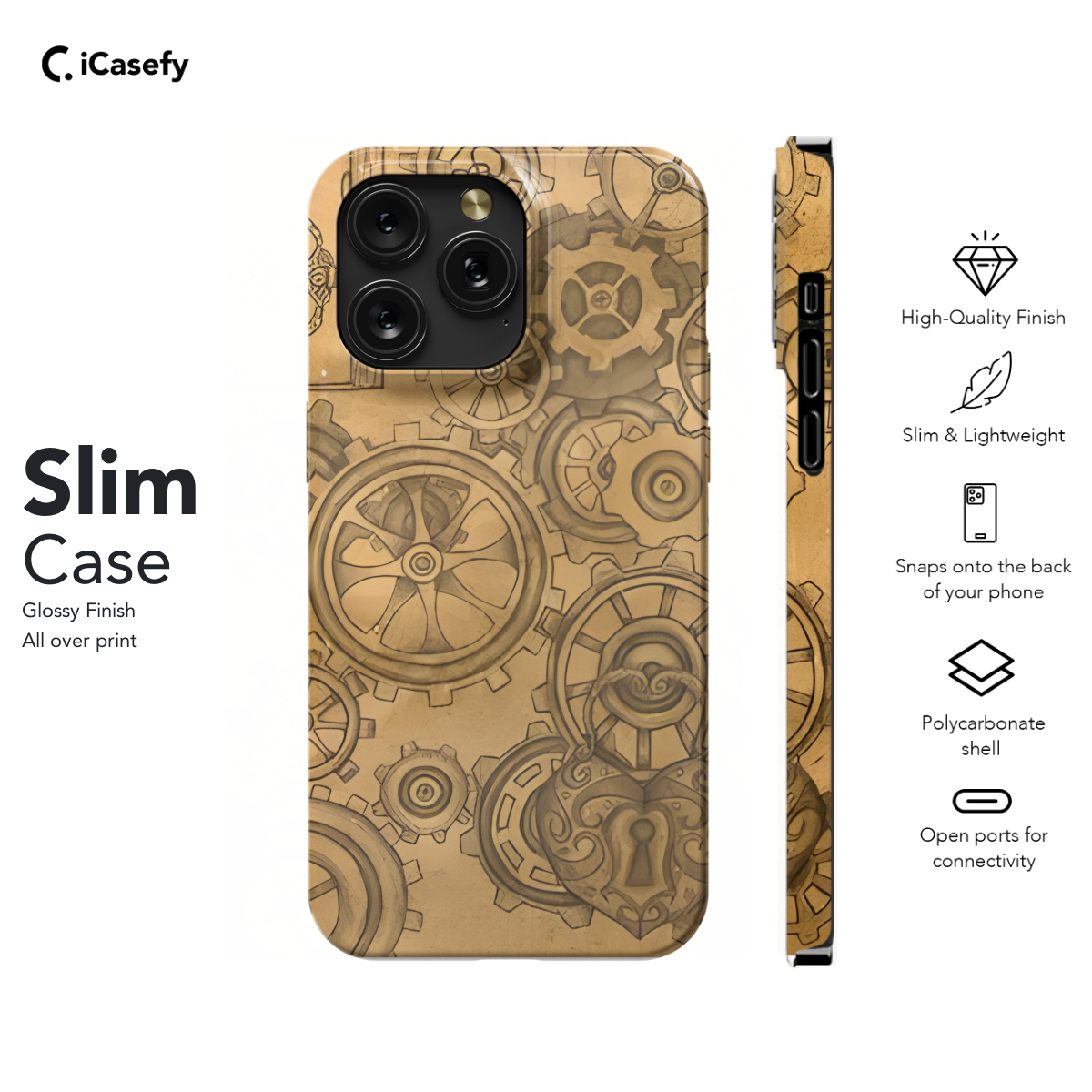 Retro Gear Steampunk Phone Case iPhone Samsung Cover Pixel 1618 - Image 6