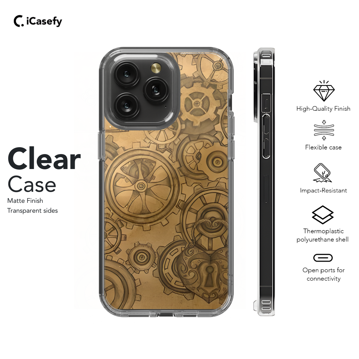 Retro Gear Steampunk Phone Case iPhone Samsung Cover Pixel 1618 - Image 7