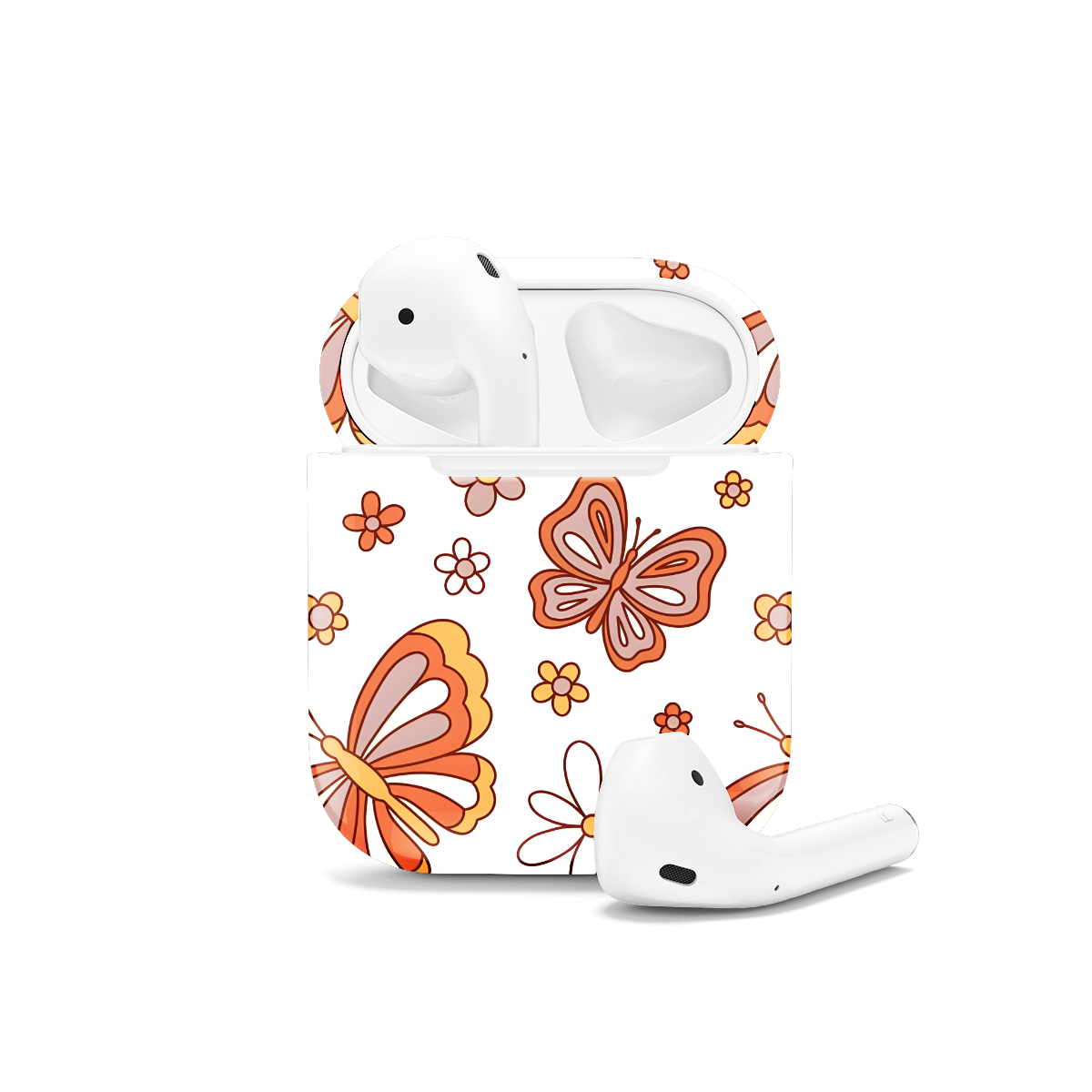 Retro Groovy Butterflies and Daisy AirPods Case AirPods Pro AirPods Pro 2 AirPods 3 AirPods 2 Glossy 1542 - Image 1