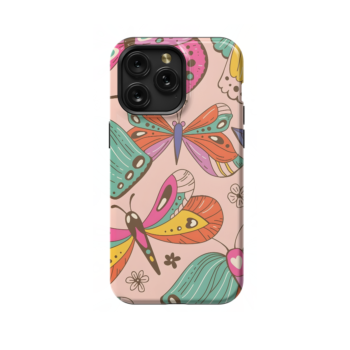 Retro Groovy Butterflies and Daisy Phone Case iPhone Samsung Cover Pixel 661 - Image 1