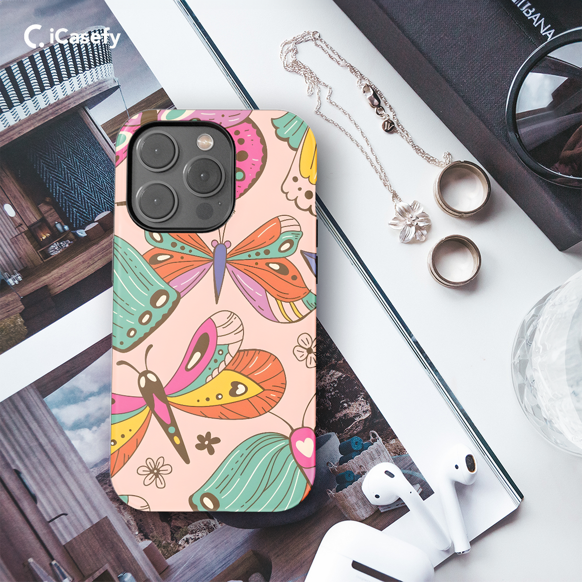 Retro Groovy Butterflies and Daisy Phone Case iPhone Samsung Cover Pixel 661 - Image 3