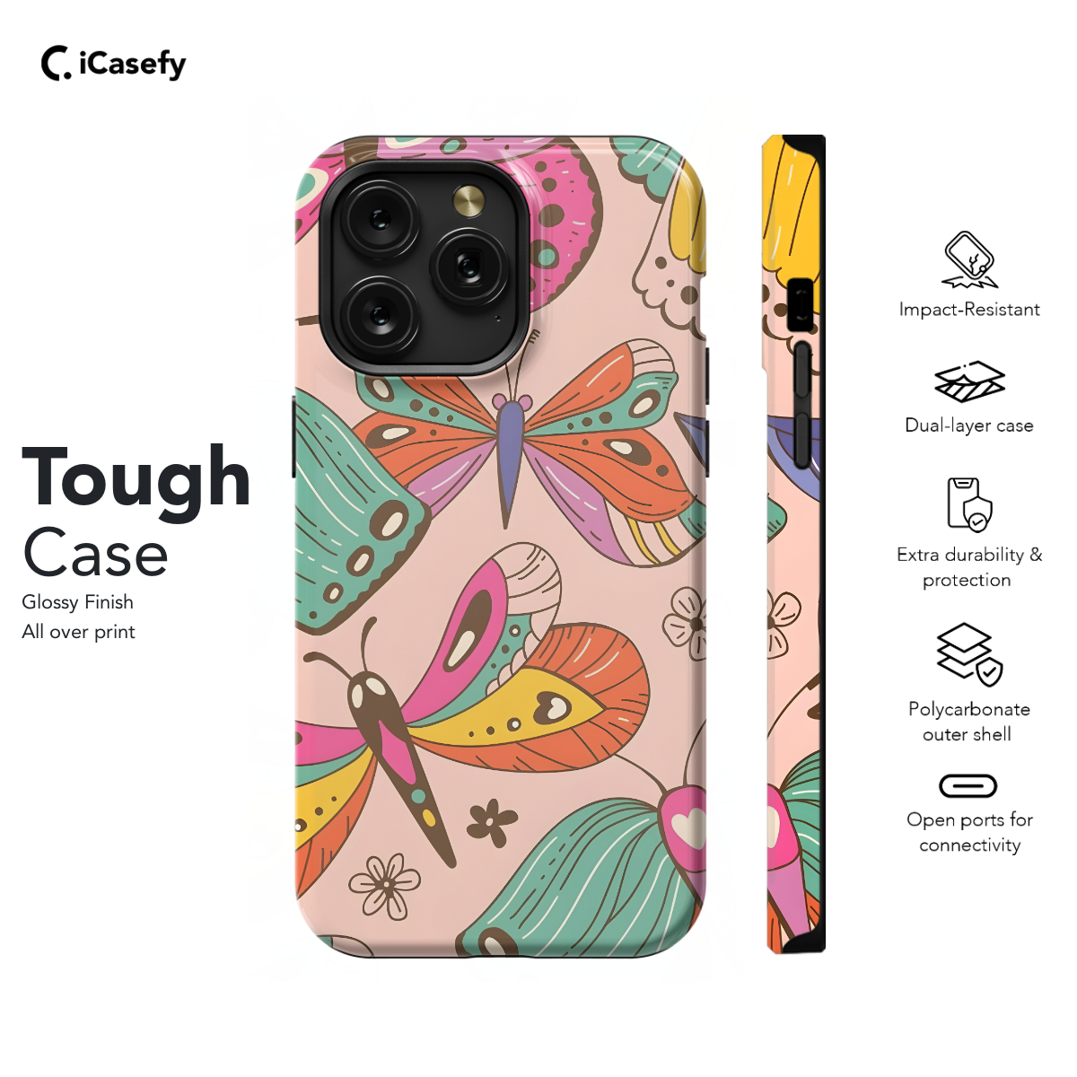 Retro Groovy Butterflies and Daisy Phone Case iPhone Samsung Cover Pixel 661 - Image 5