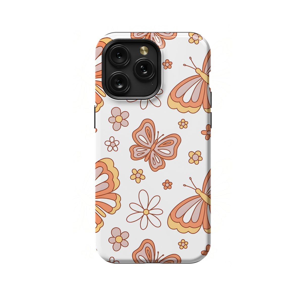 Retro Groovy Butterflies and Daisy Phone Case iPhone Samsung Cover Pixel 663 - Image 1