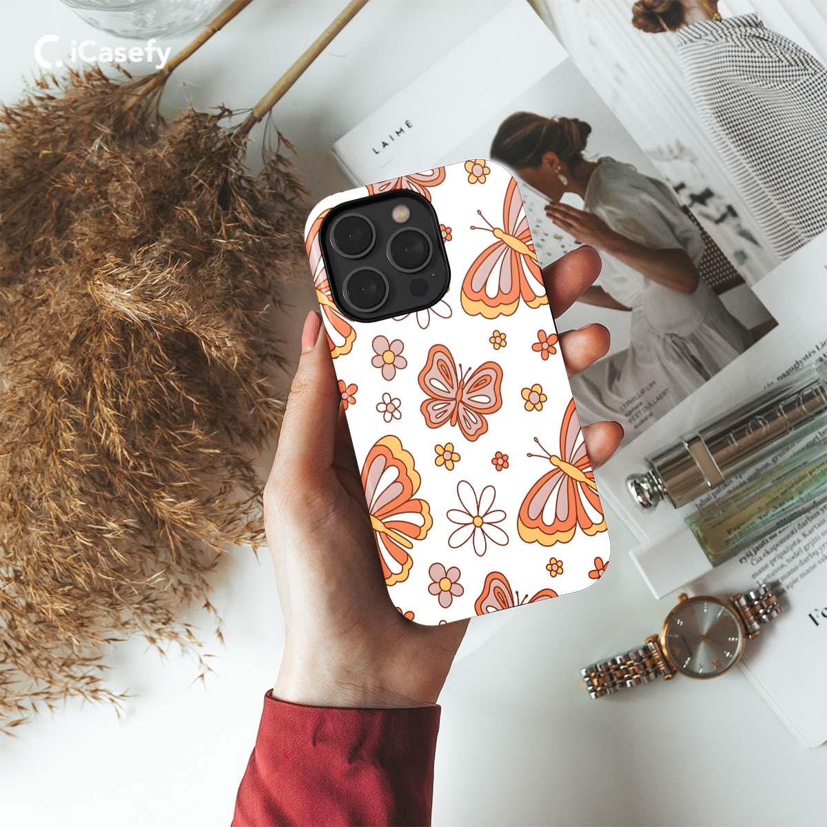 Retro Groovy Butterflies and Daisy Phone Case iPhone Samsung Cover Pixel 663 - Image 2