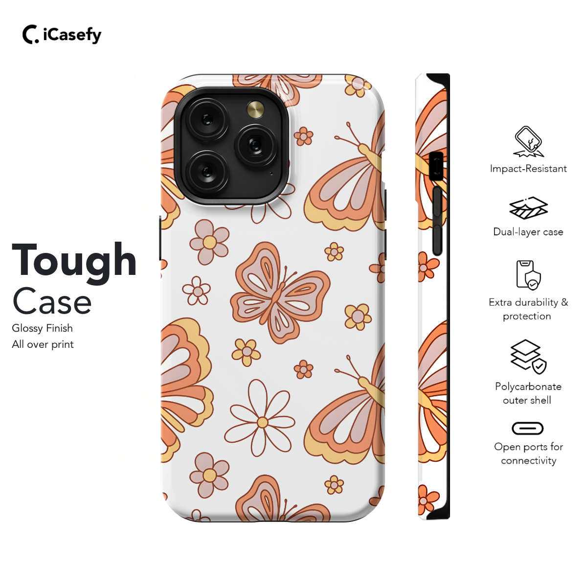 Retro Groovy Butterflies and Daisy Phone Case iPhone Samsung Cover Pixel 663 - Image 5