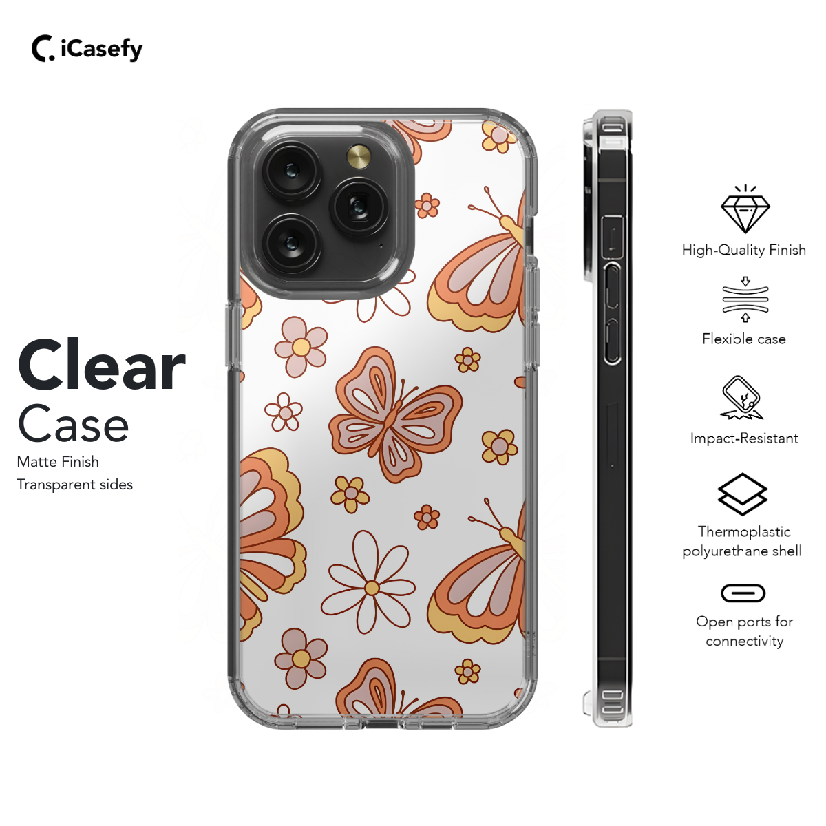 Retro Groovy Butterflies and Daisy Phone Case iPhone Samsung Cover Pixel 663 - Image 7