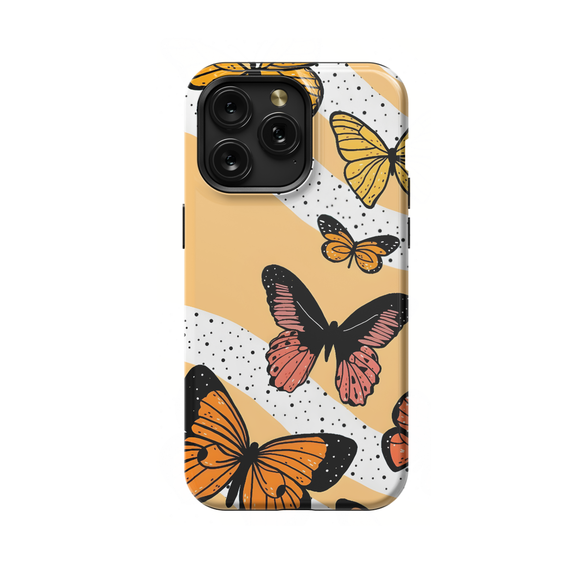 Retro Groovy Butterflies Phone Case iPhone Samsung Cover Pixel 660 - Image 1